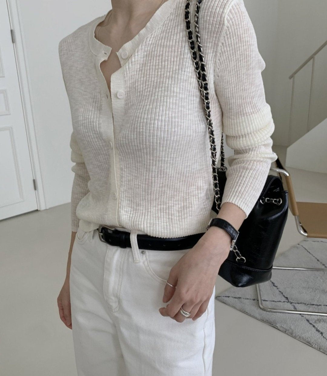 Lightweight Bokashi Rib Knit Cardigan