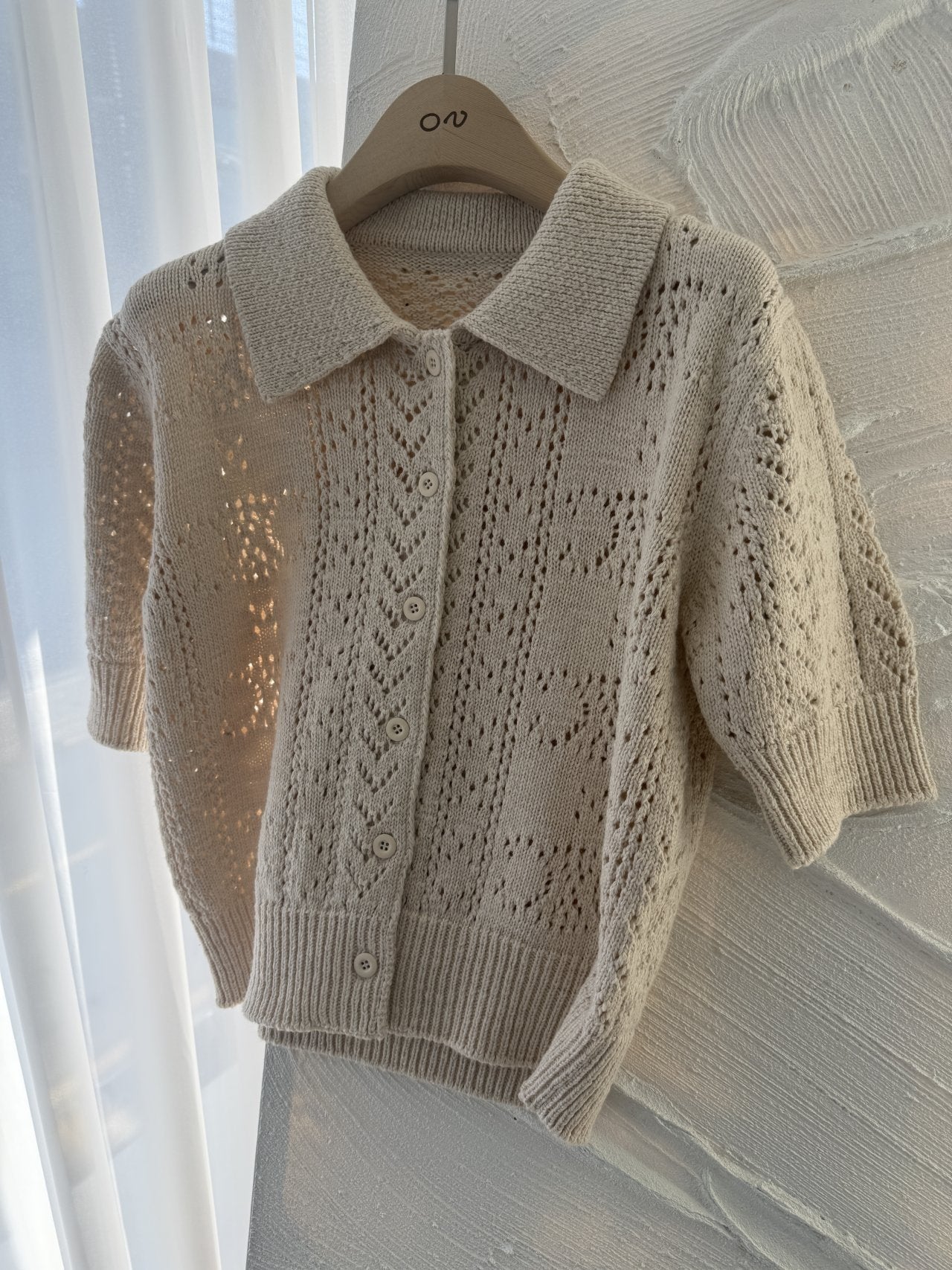 Classic Crochet Cardigan - Cream Oat