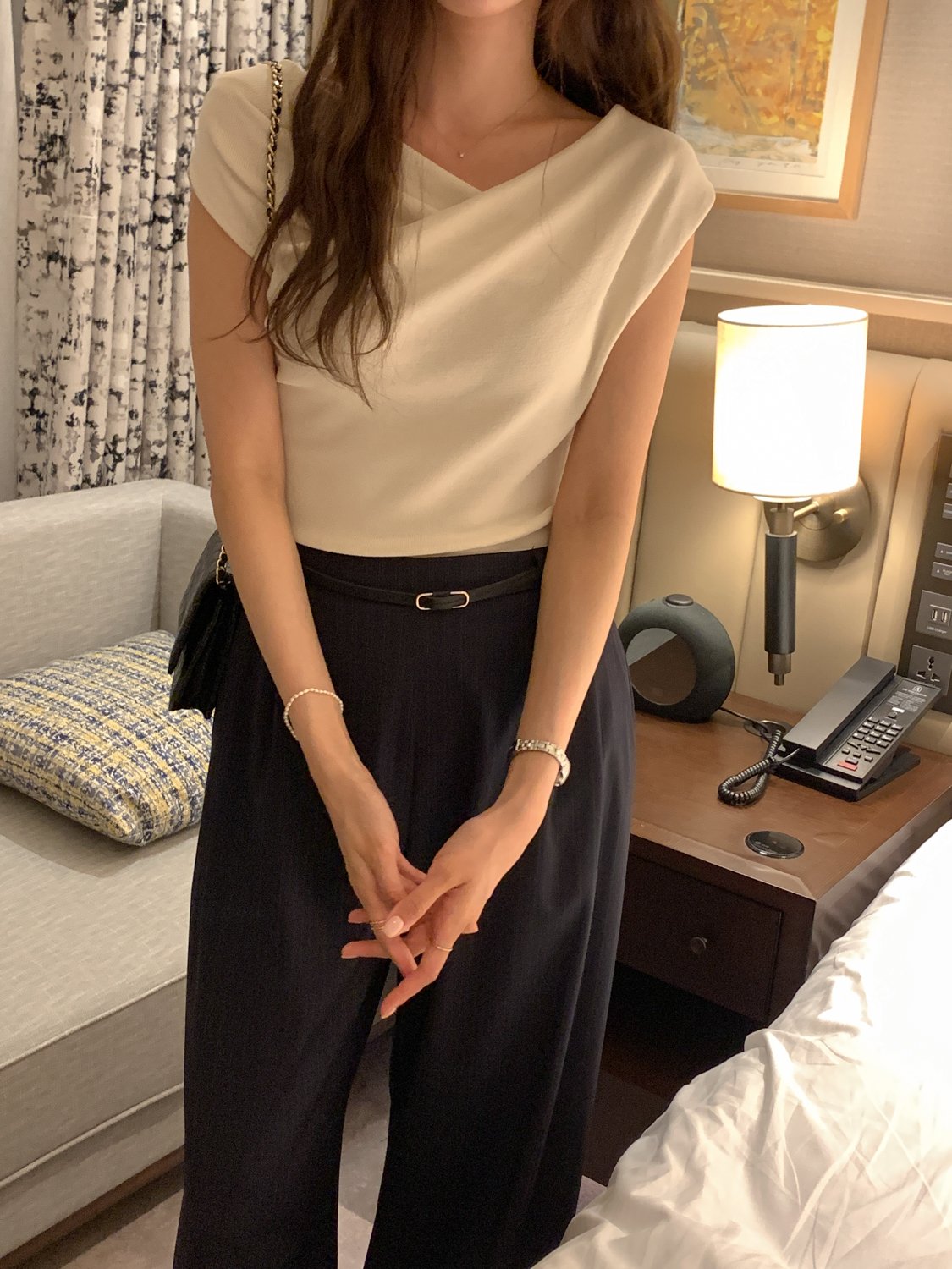 Two-Way Shirred Knit Top