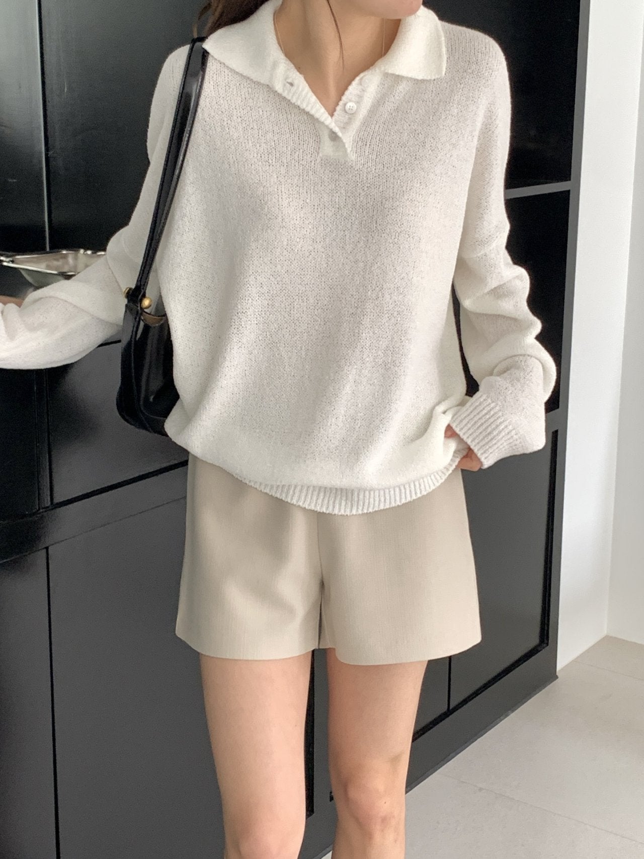 Bouclé Boxy Collar Knit