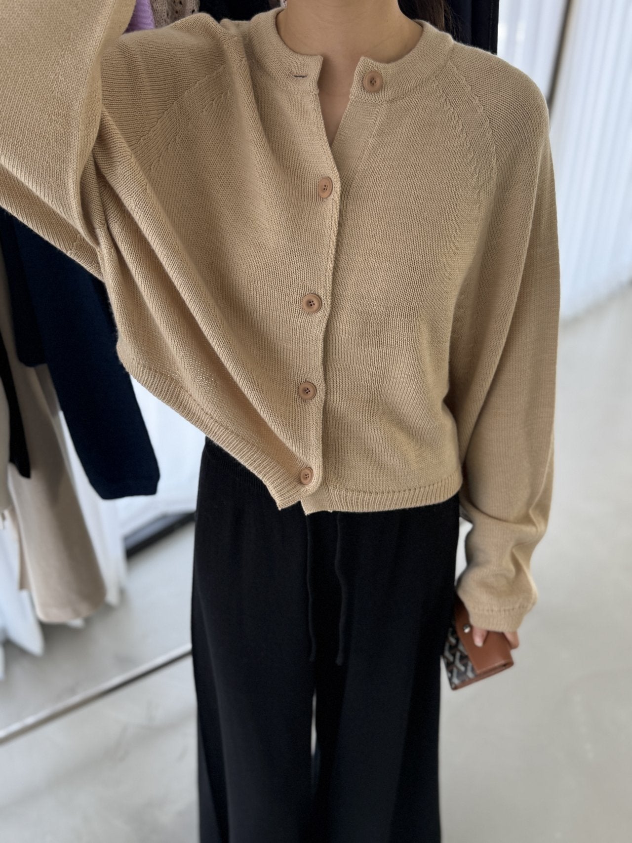 Seamless Relaxed Dolman Cardigan - Beige