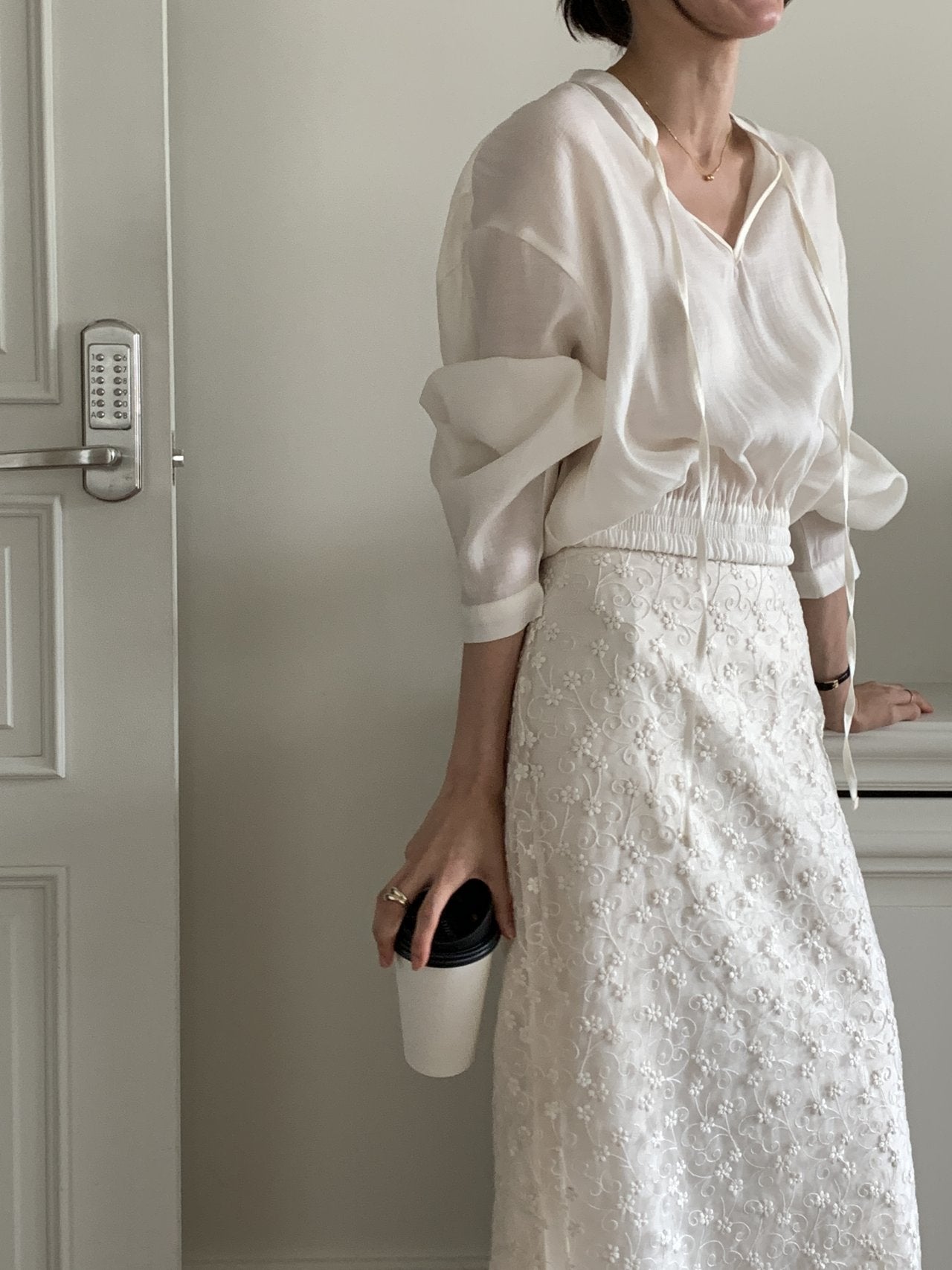 [Best Seller] Sculptural Silk-Lined Lace Skirt