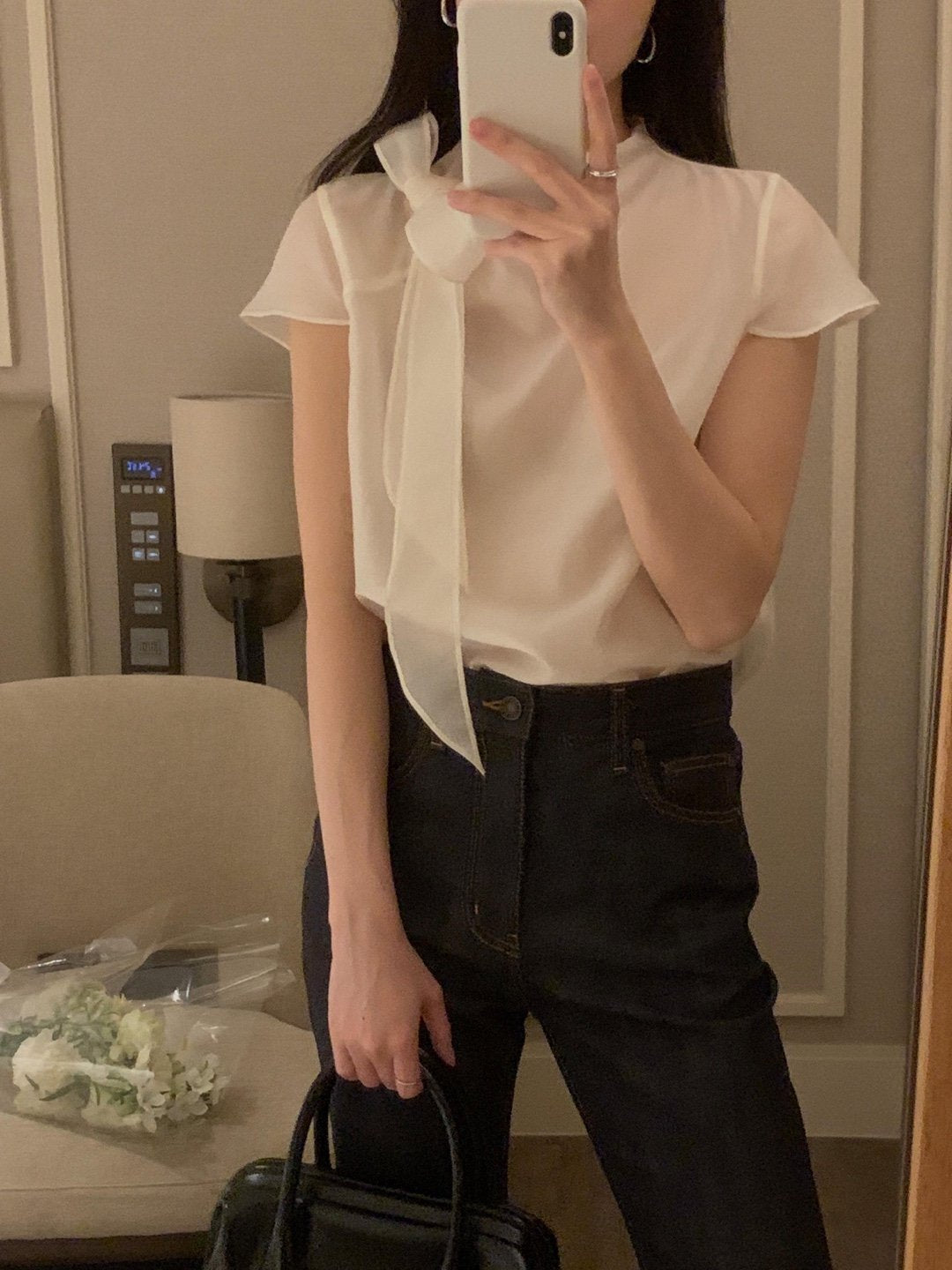[Best Seller] Ribbon Mock-neck Blouse