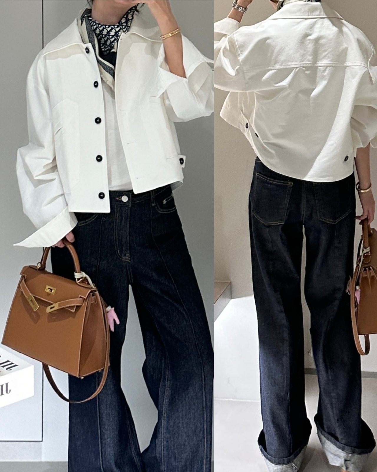 Bio-Washed Cotton Semi-Cropped Jacket