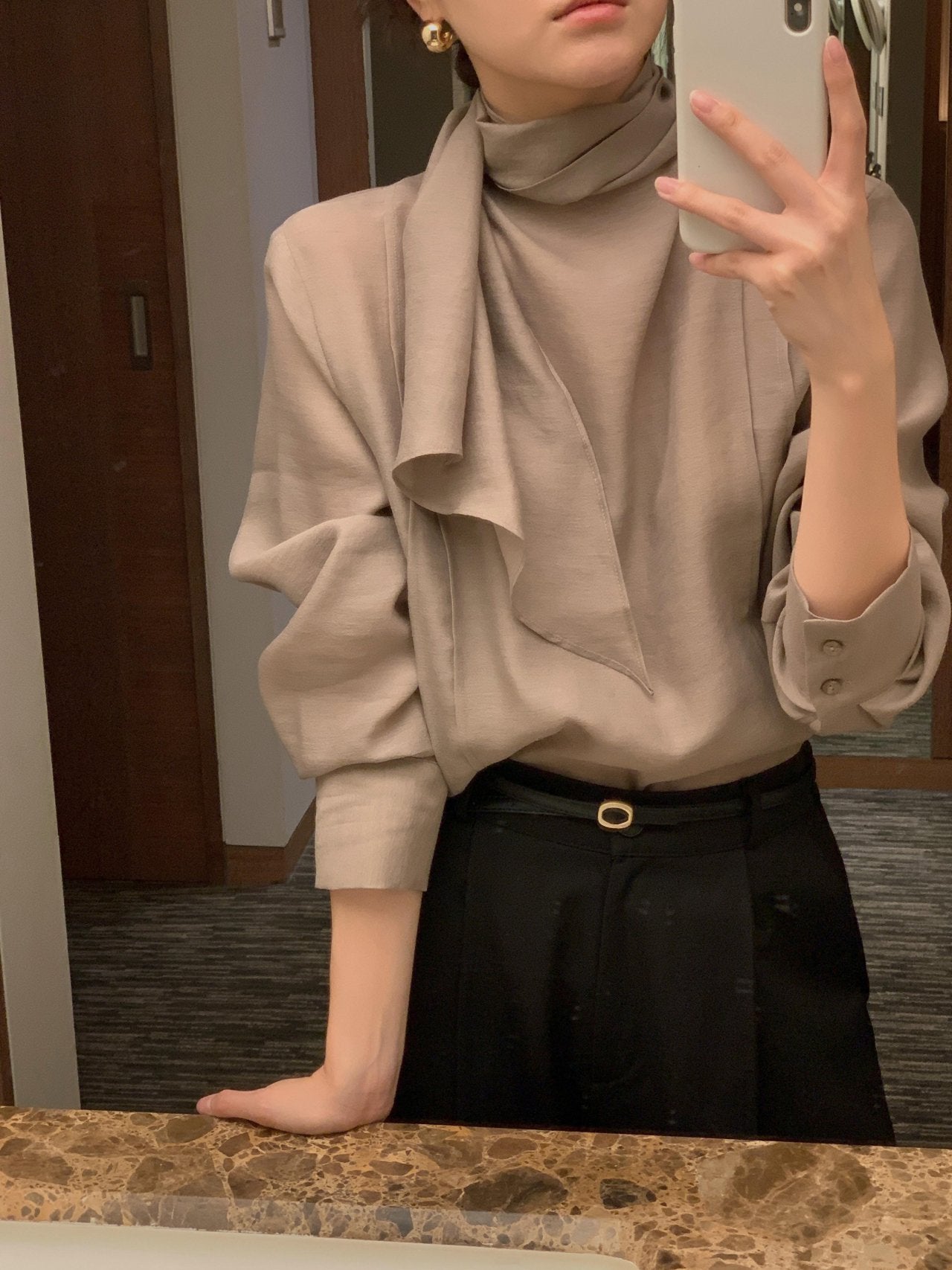 Scarf Detail Blouse - Warm Color Edition