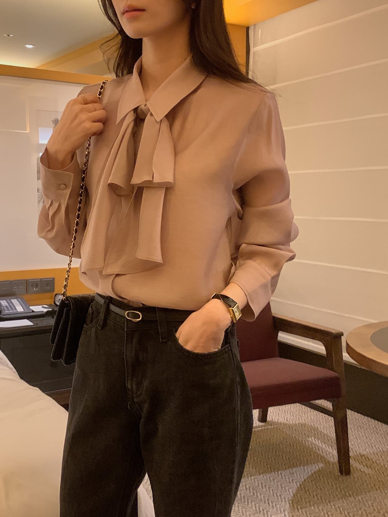2-Way Hidden-Placket Tencel Blouse