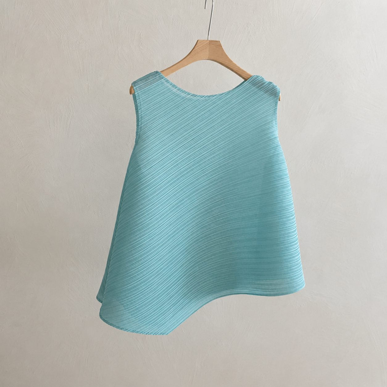 Air-Hole Asymmetrical Pleated Tank Top