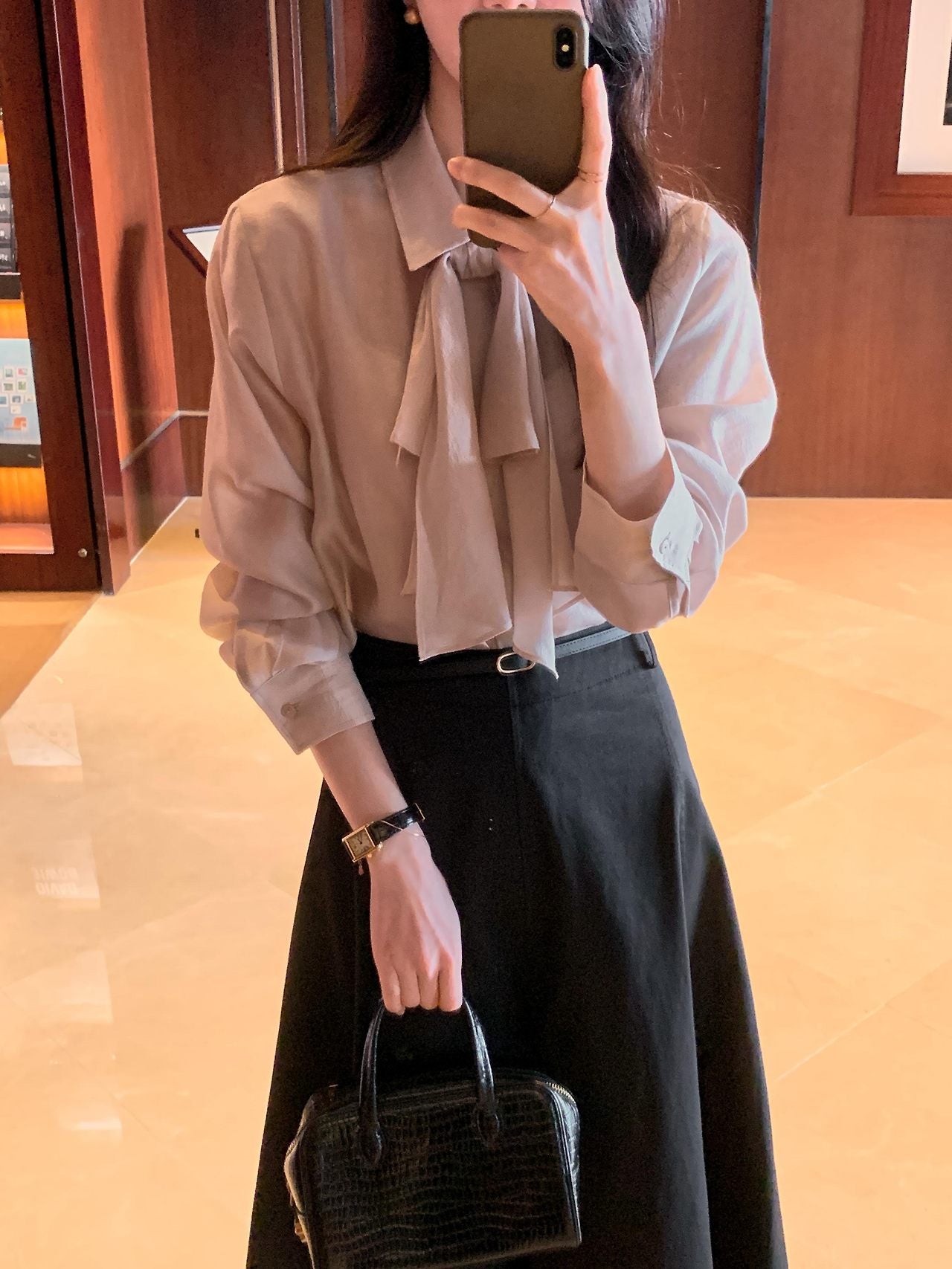 2-Way Hidden-Placket Tencel Blouse