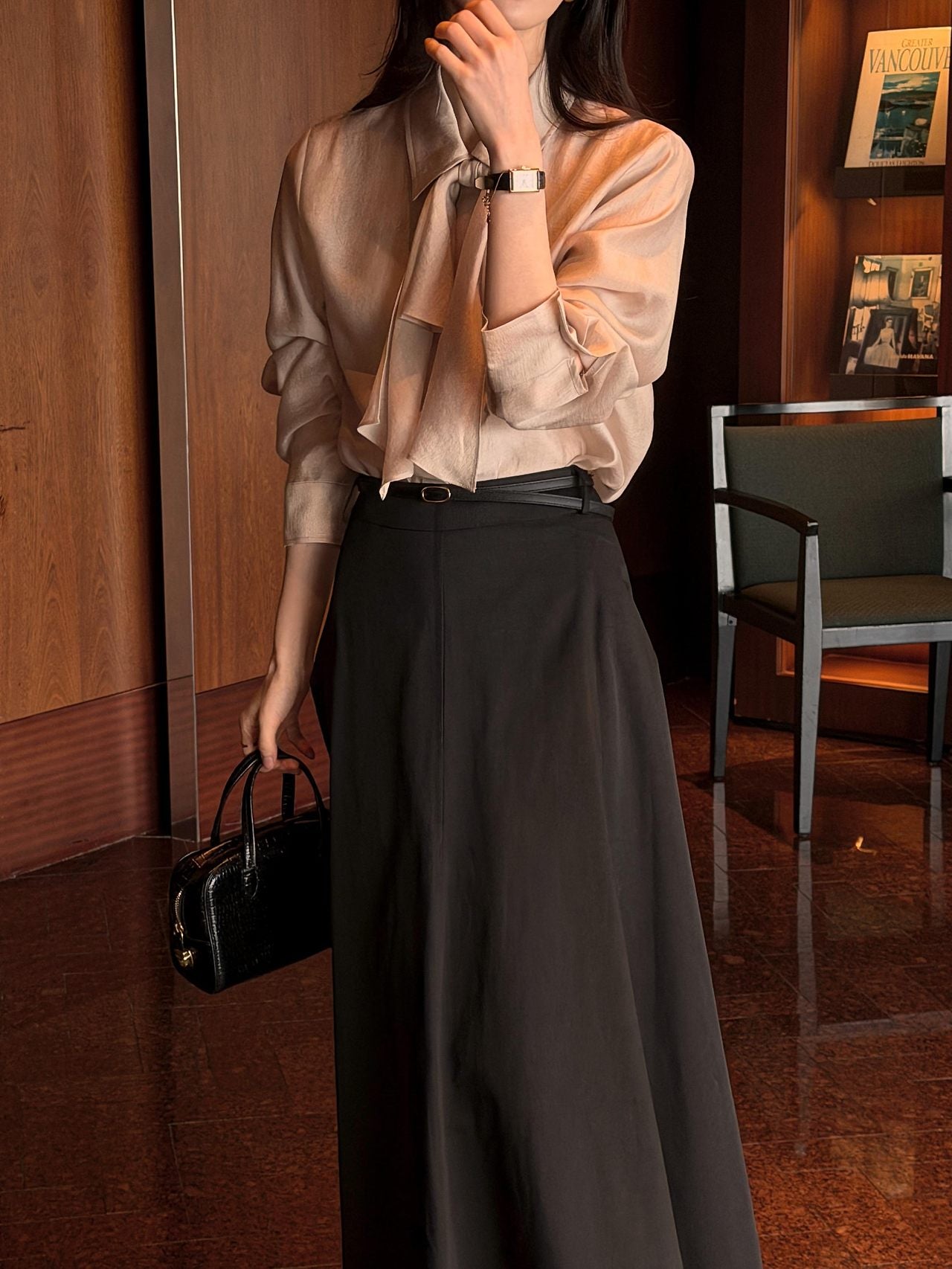 2-Way Hidden-Placket Tencel Blouse