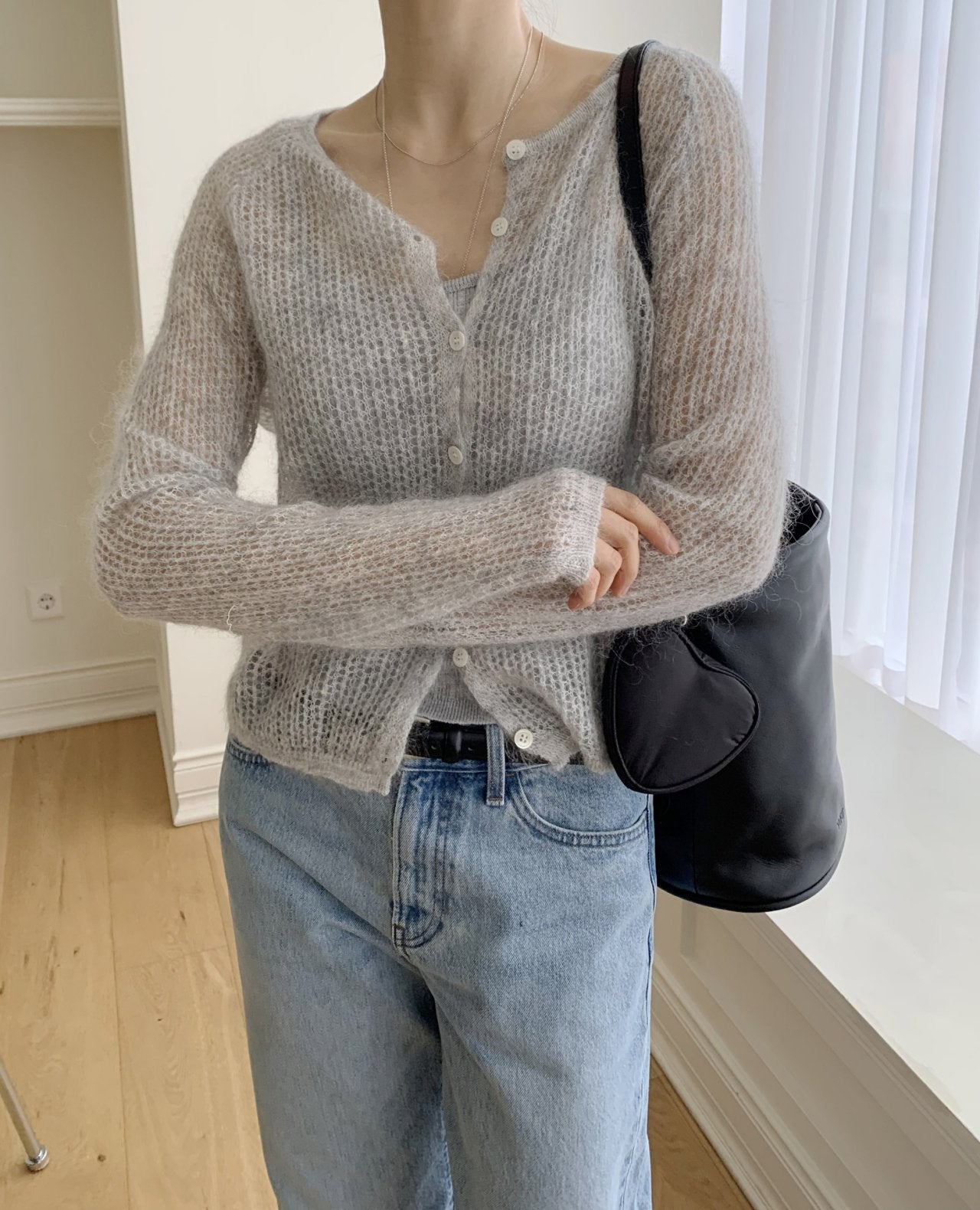 Cotton Candy Mohair Blend Knit Cardigan