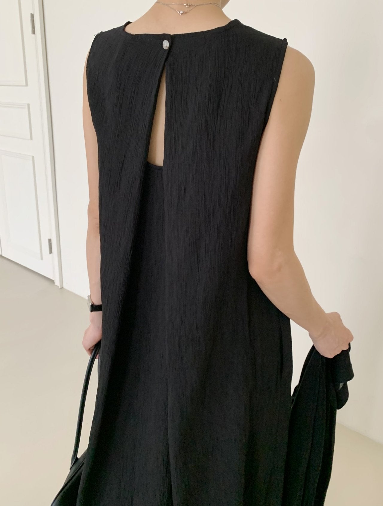 Refined Pleated Dress with Back Detail