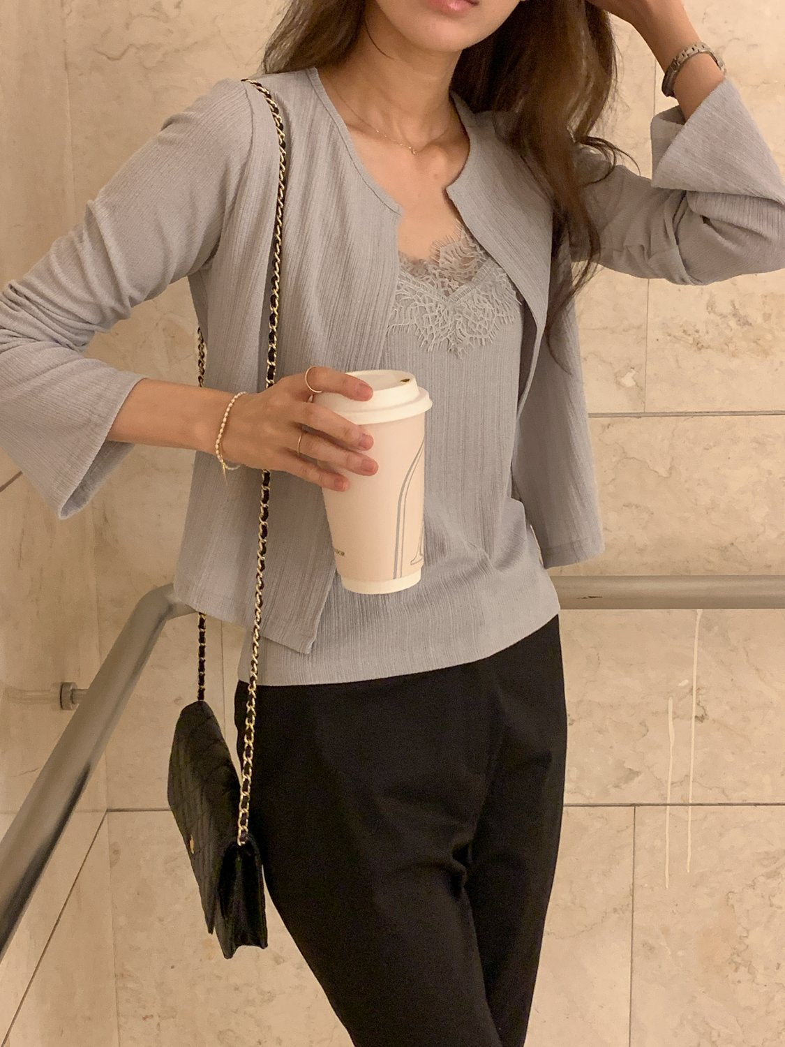 Poje Pleated Lace Set