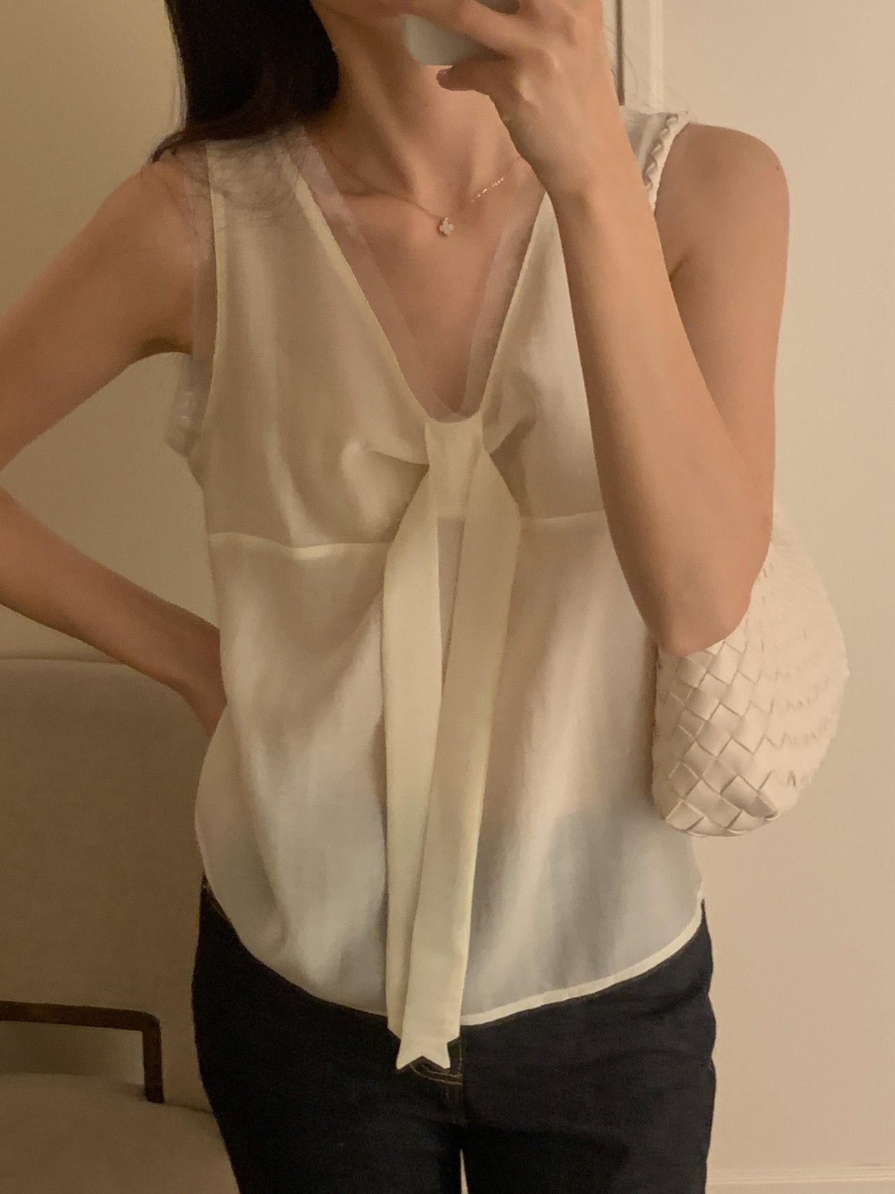 Pure Mood See-through V-Blouse