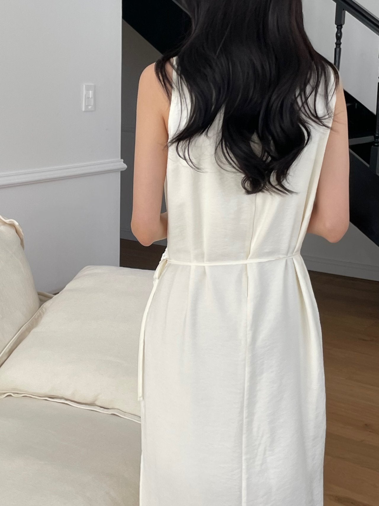 Elegant Boat Neck Wrap Sleeveless Dress