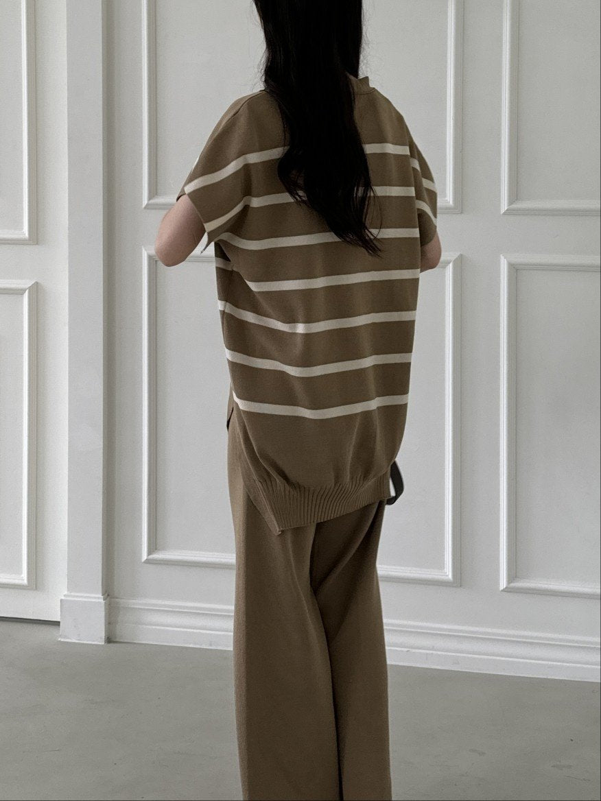 Chic Stripe Knit Two-Piece Set