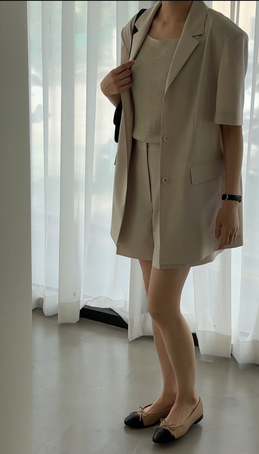 Summer Wool Tailored Suit Set - Light Beige