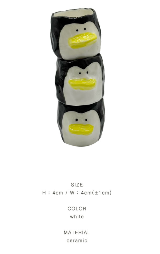 [Handmade Korean Ceramics] Big Beak Penguin Soju Cup