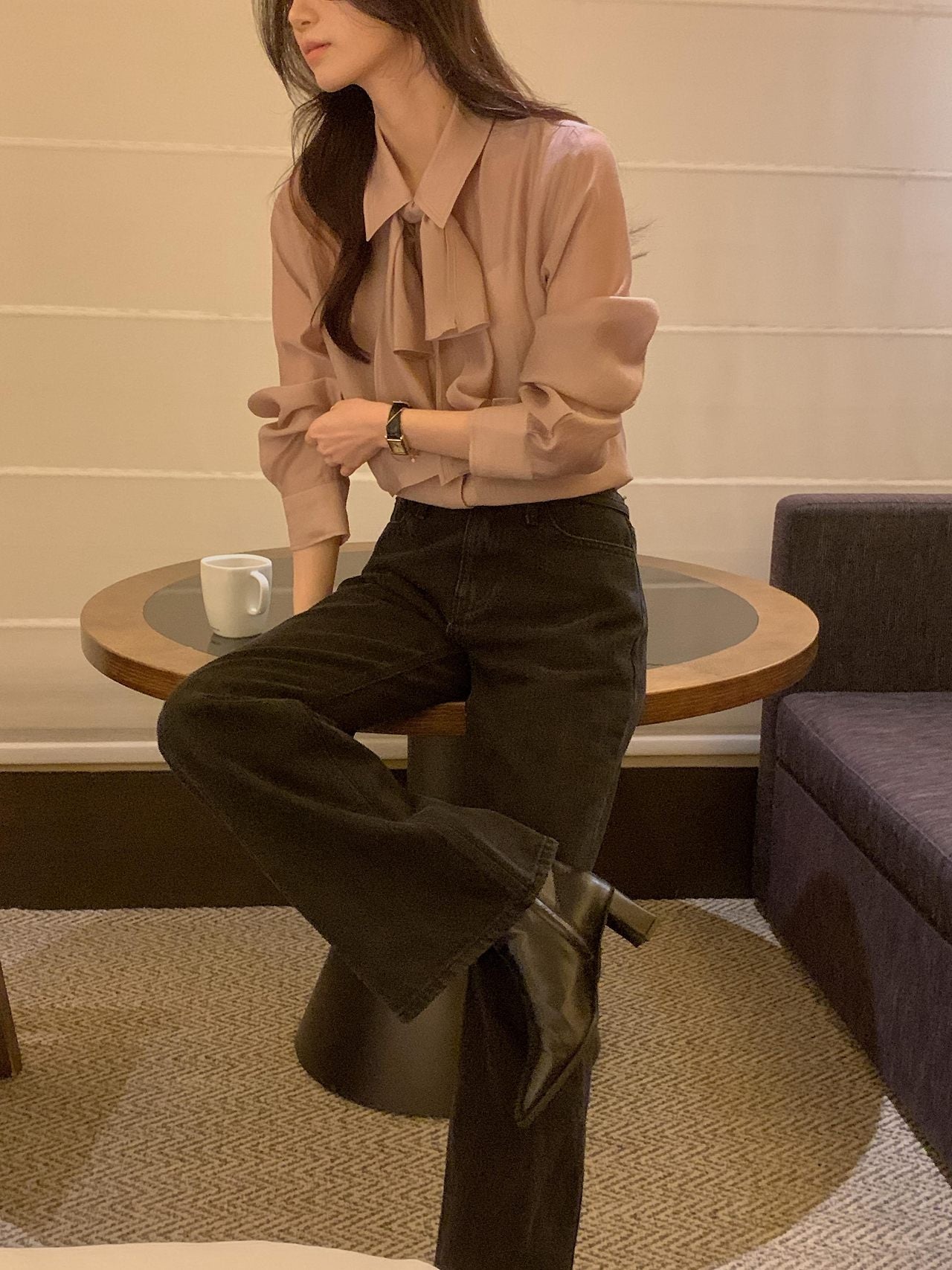 2-Way Hidden-Placket Tencel Blouse