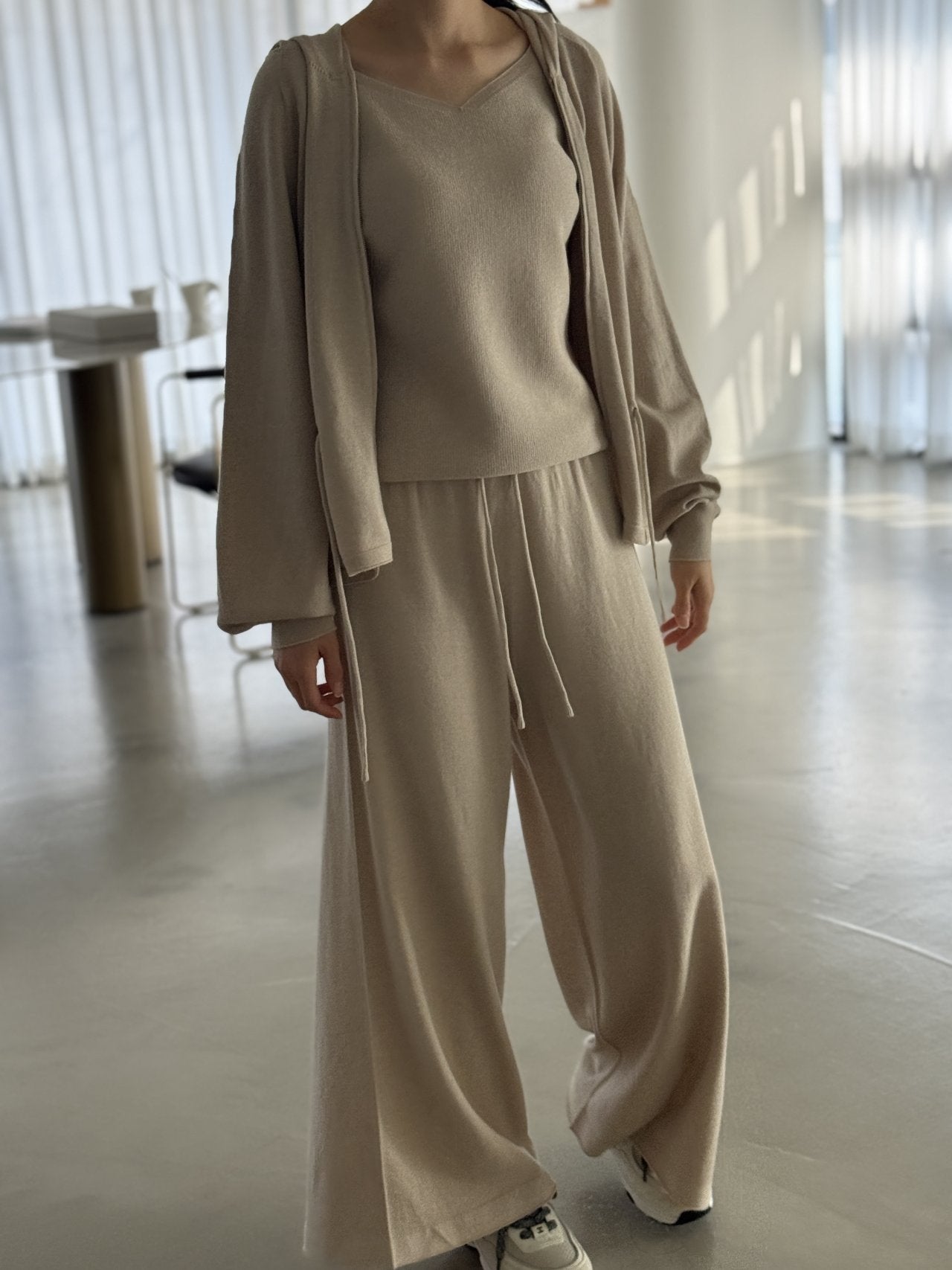 Premium Wool-Cotton Artisan Set-up - Pure Beige