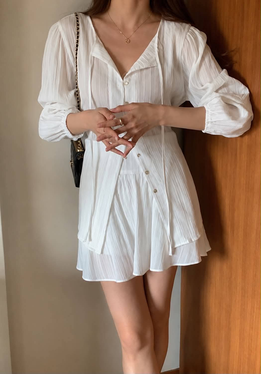 Lucent Slit Blouse & Banded Skirt Setup Set