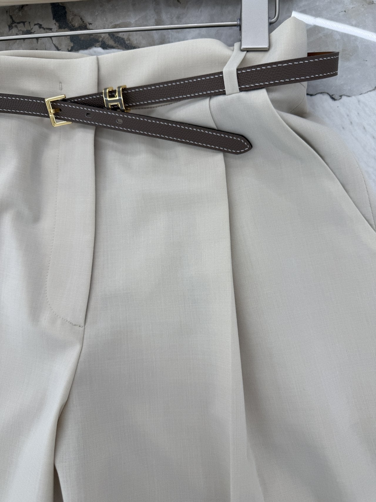 Summer Wool Tailored Suit Set - Light Beige