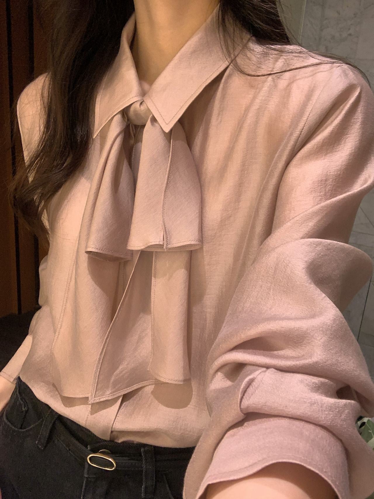 2-Way Hidden-Placket Tencel Blouse