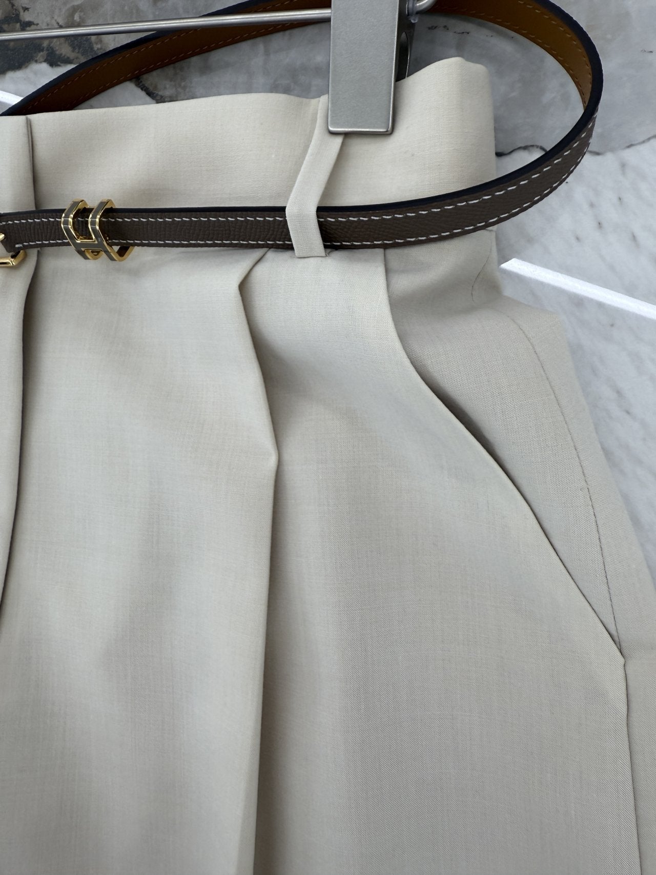 Summer Wool Tailored Suit Set - Light Beige