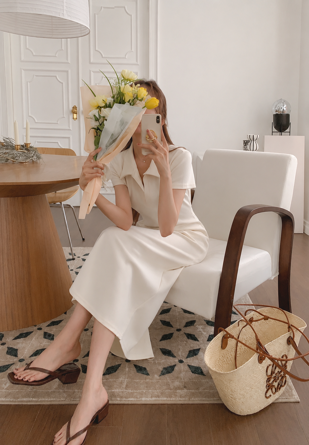 Polo Collar A-Line Maxi Dress
