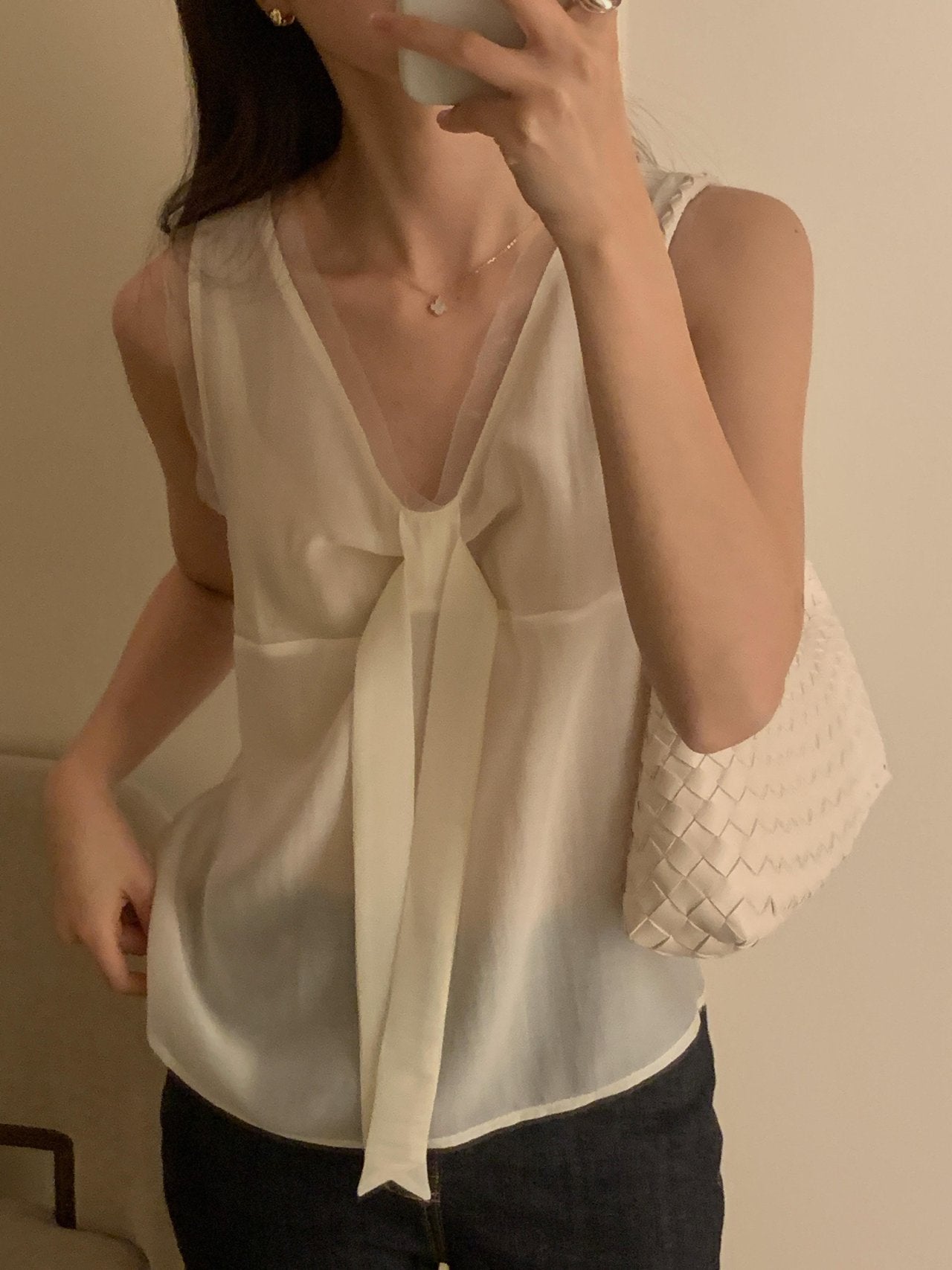Pure Mood See-through V-Blouse