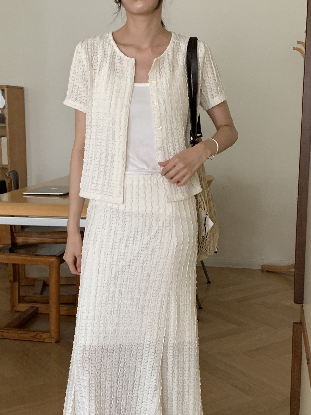 Wave Mermaid Cardigan & Skirt Set