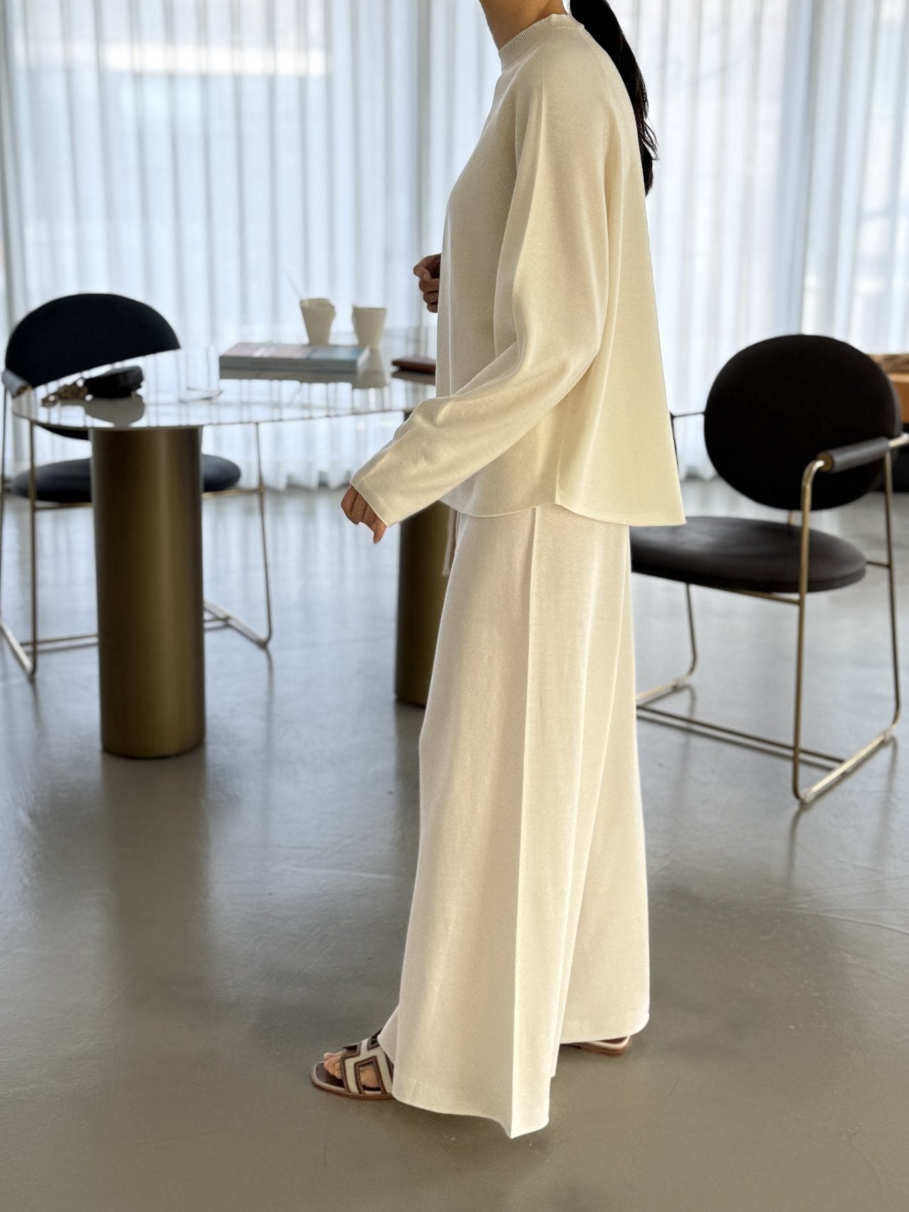 Whole Garment Wool-Cotton Cloud Set-up - Ivory