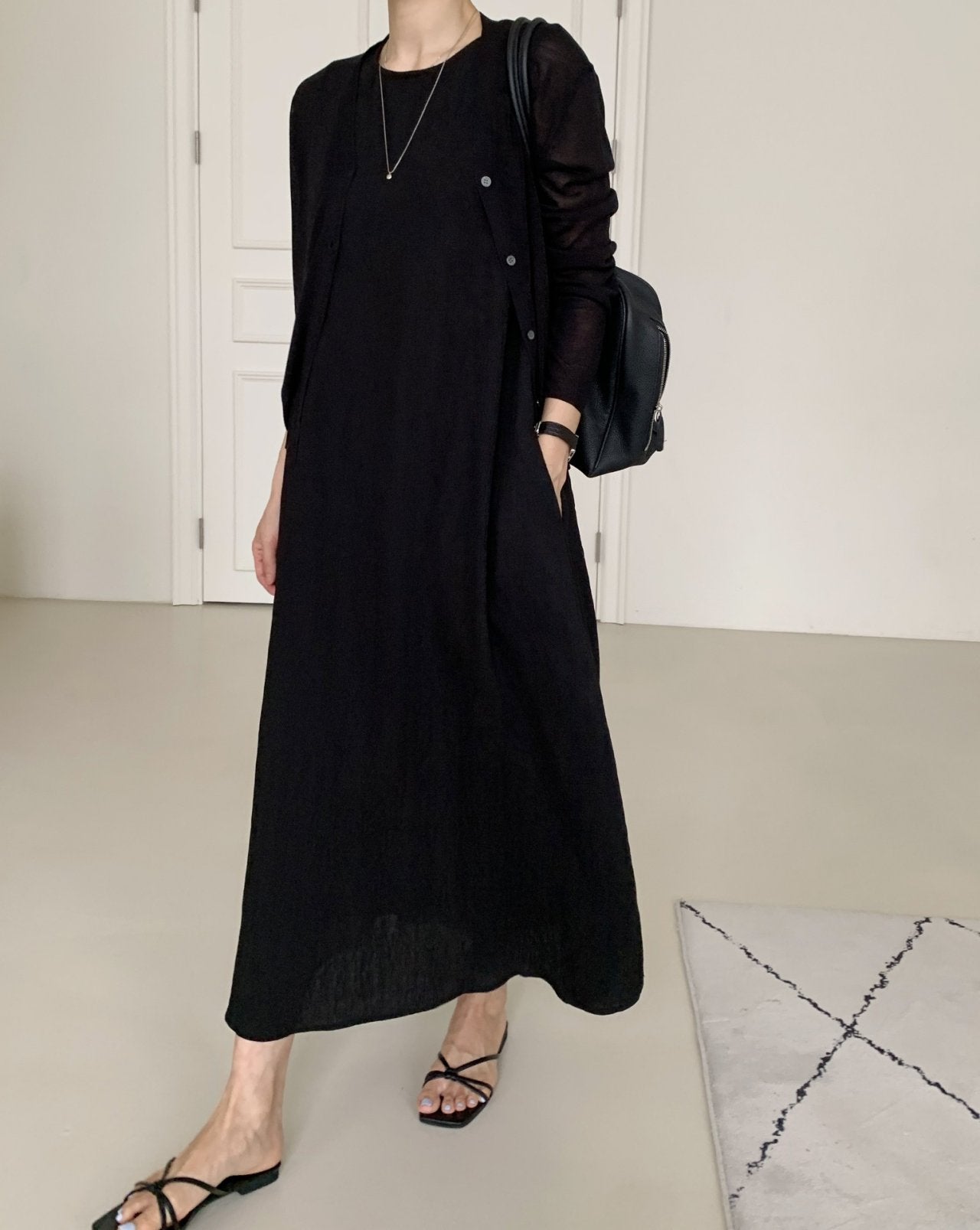 Refined Pleated Dress with Back Detail