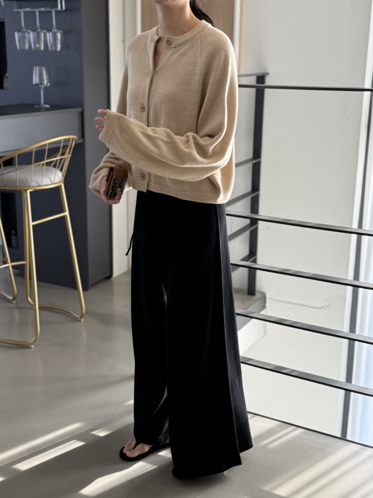 Seamless Relaxed Dolman Cardigan - Beige