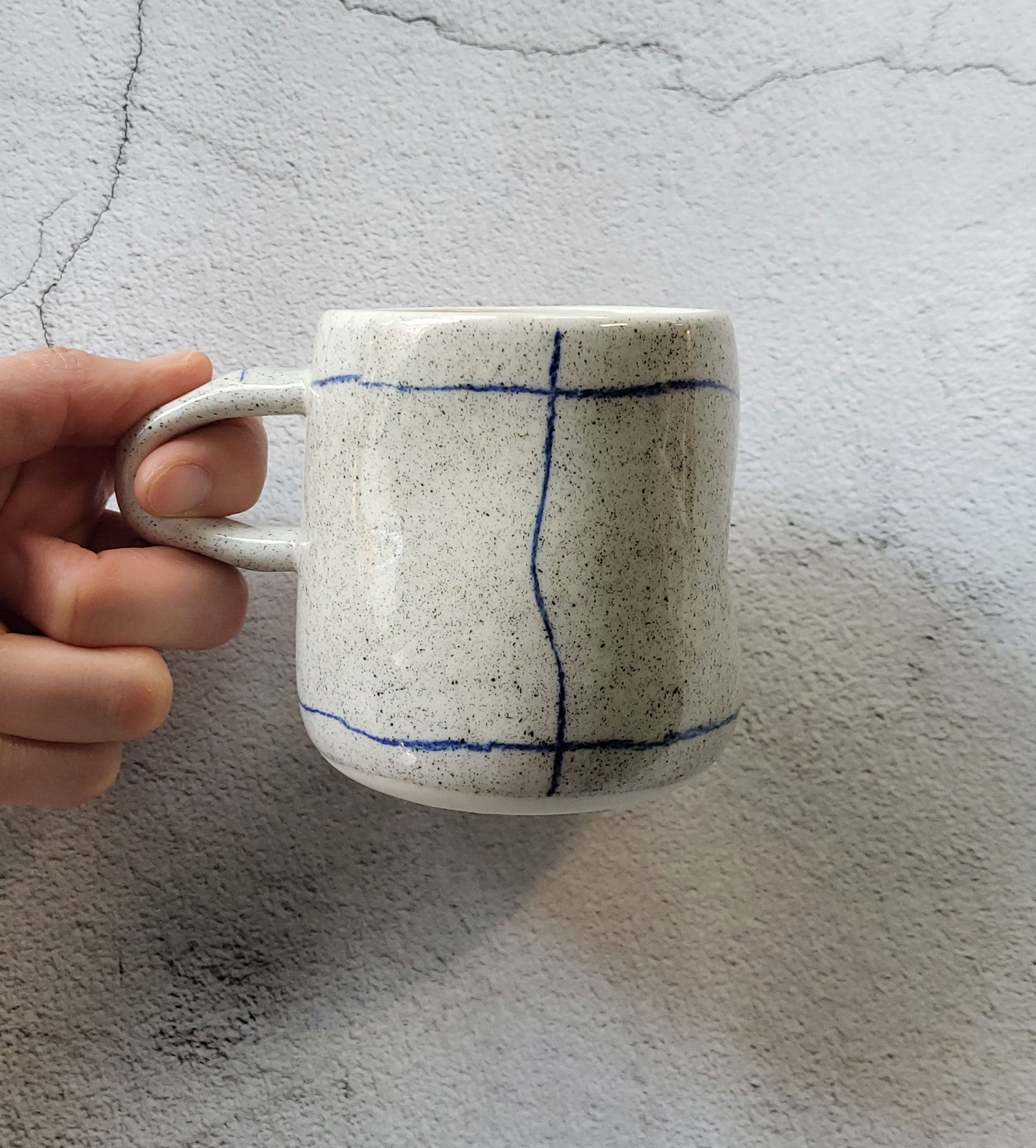 [Handmade Korean Ceramics] Crumpled Silhouette Blue Line Mug Set