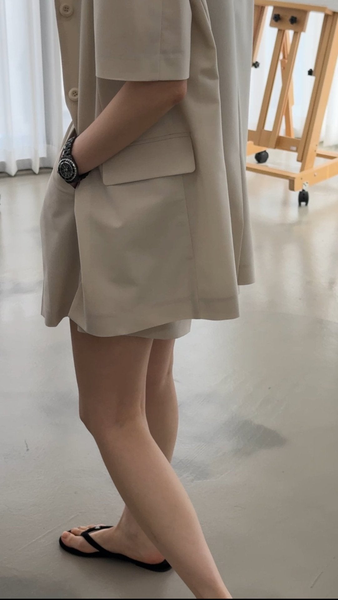 Summer Wool Tailored Suit Set - Light Beige