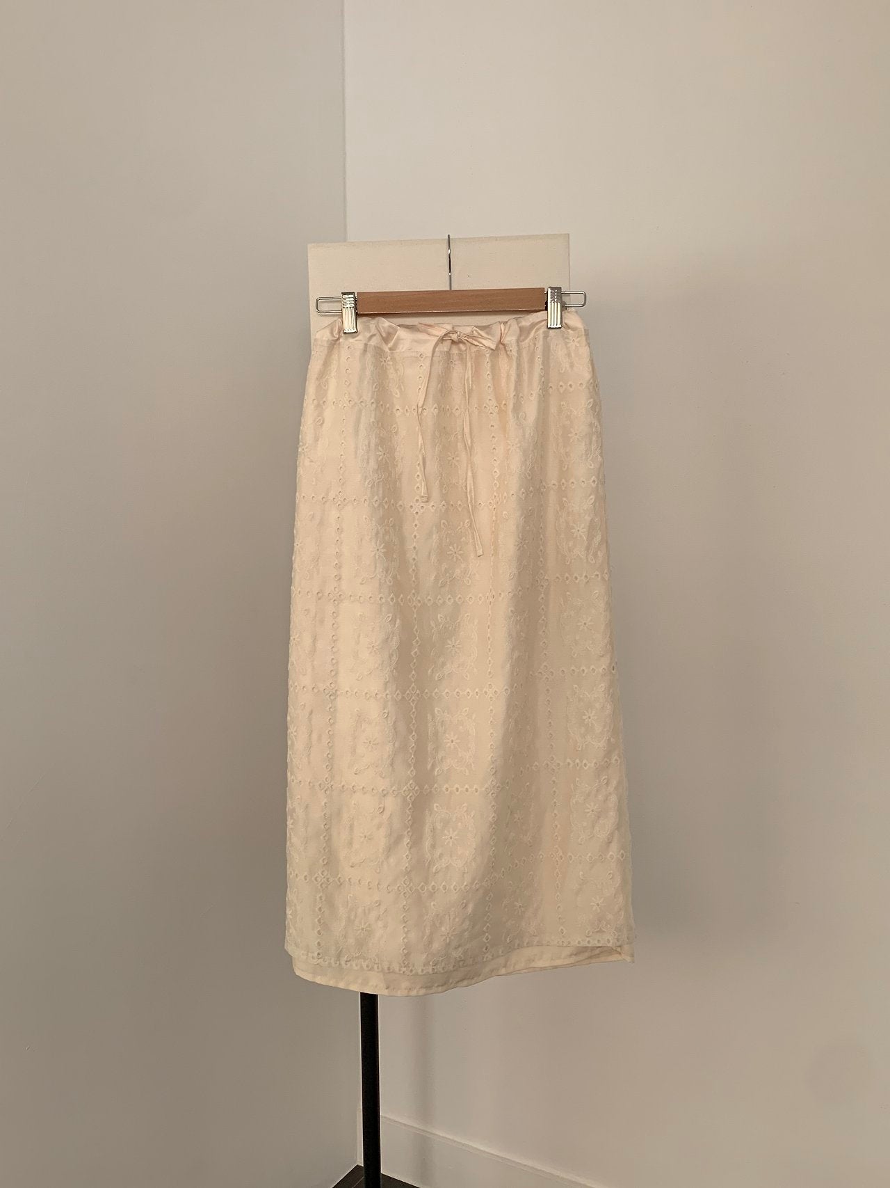 Square Lace Double-Layered Long Skirt