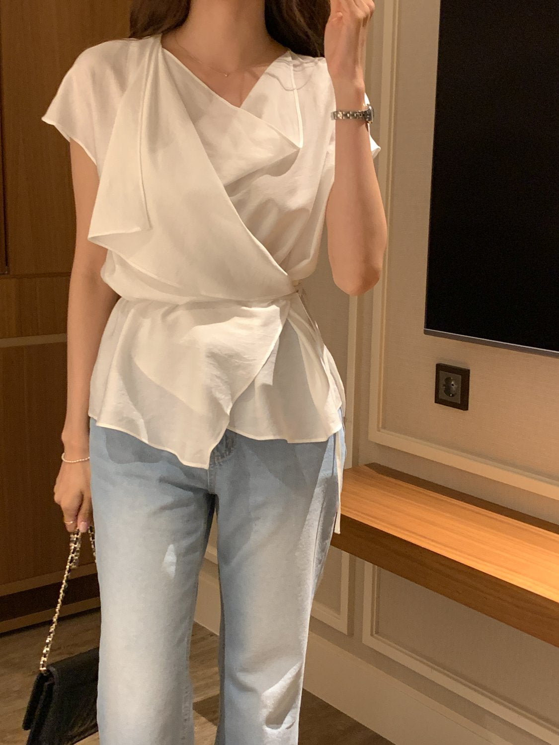 Draped Side-Button Blouse