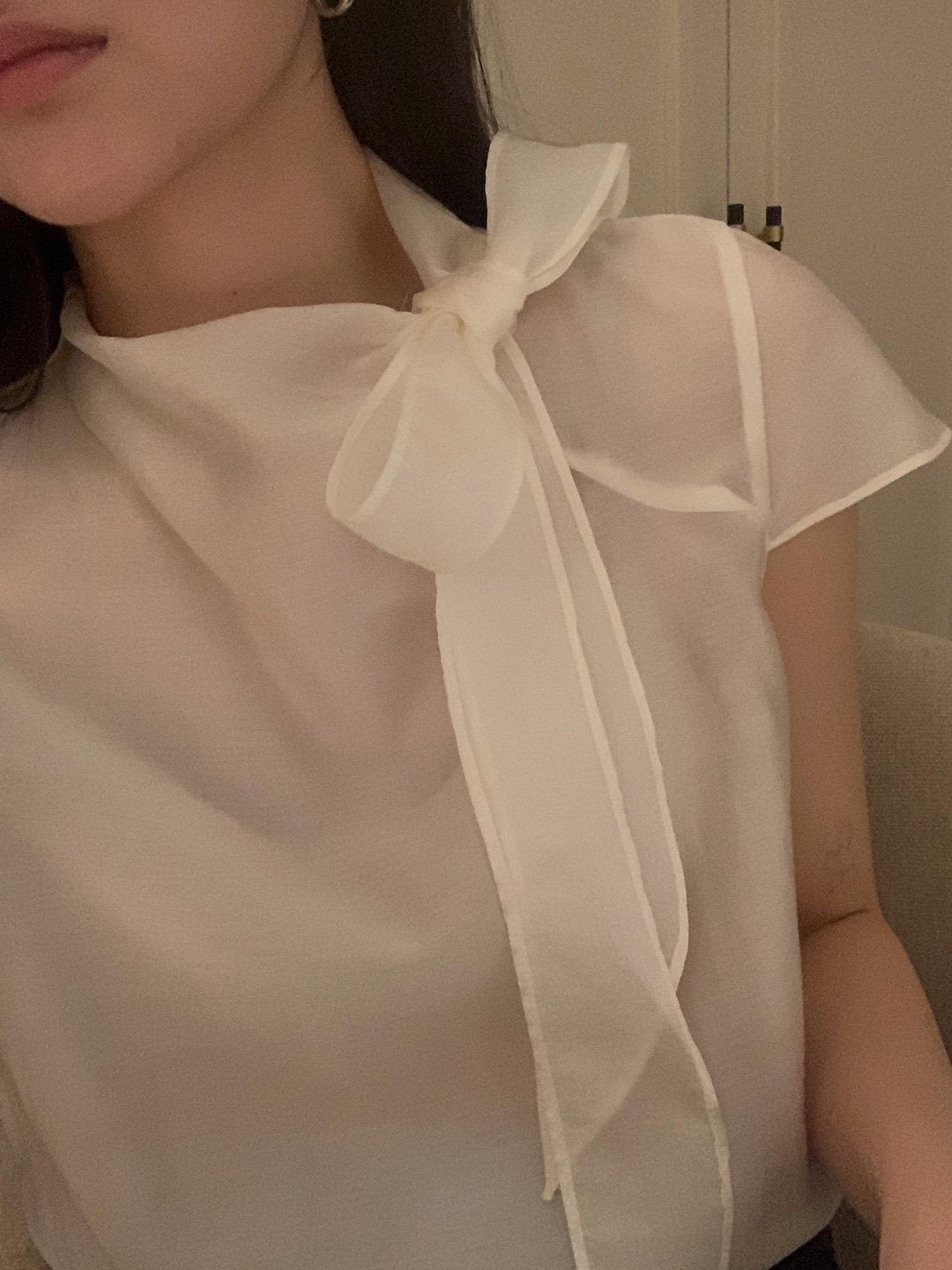 [Best Seller] Ribbon Mock-neck Blouse