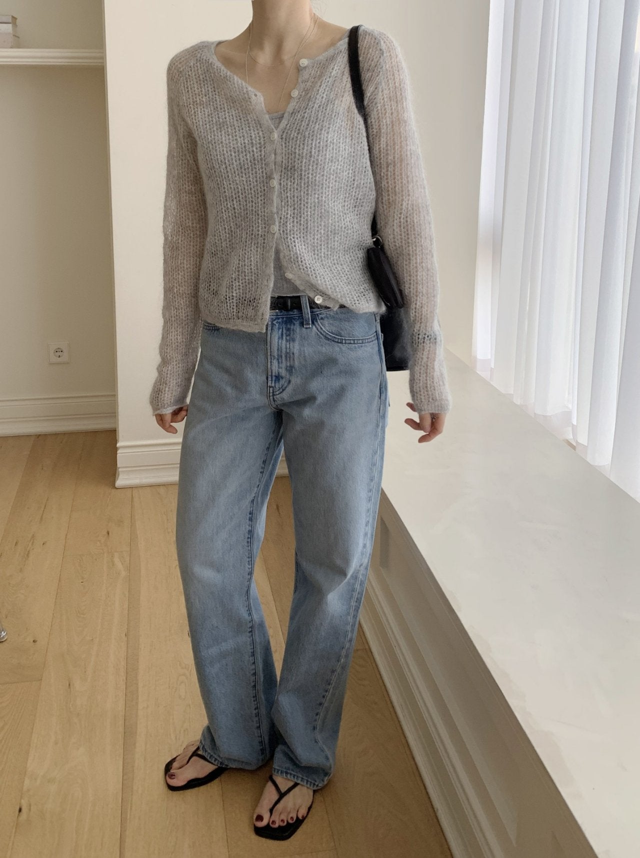 Cotton Candy Mohair Blend Knit Cardigan