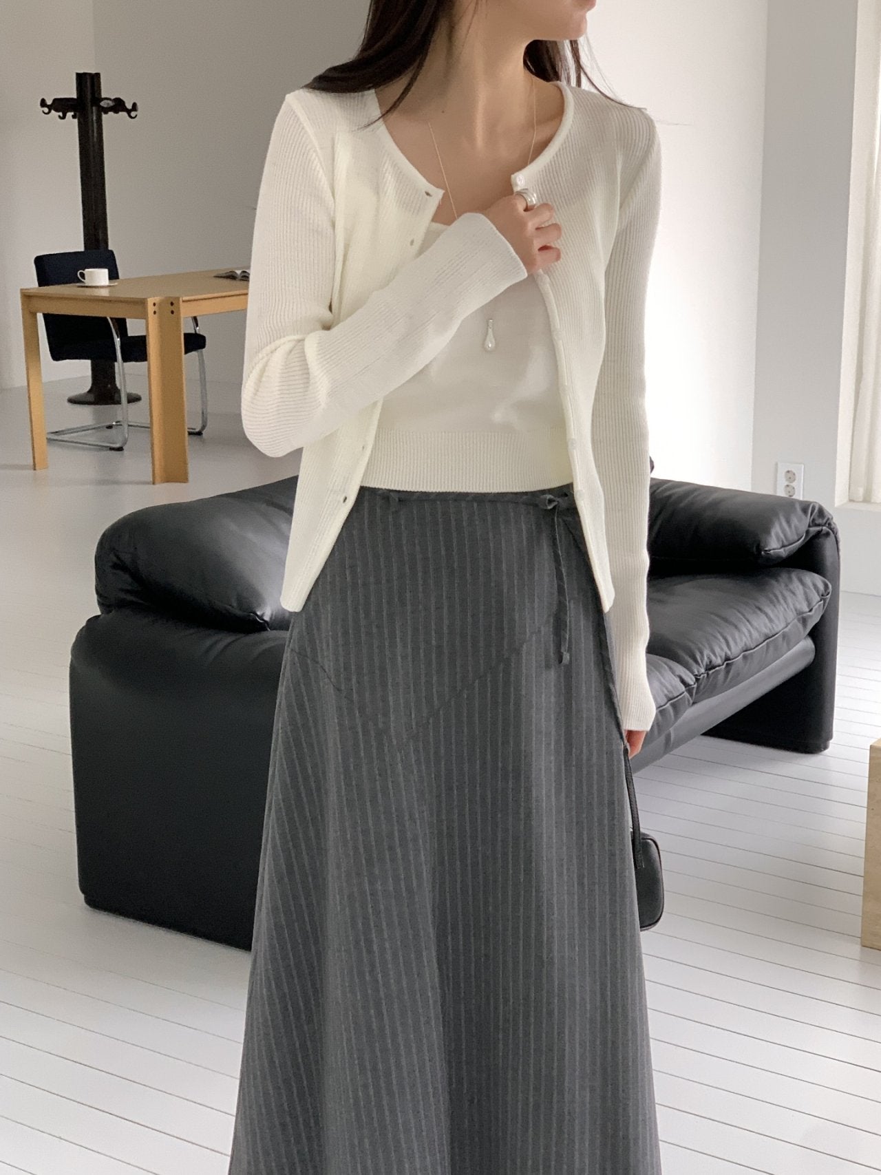 Tier Ribbed Cardigan & Camisole Set