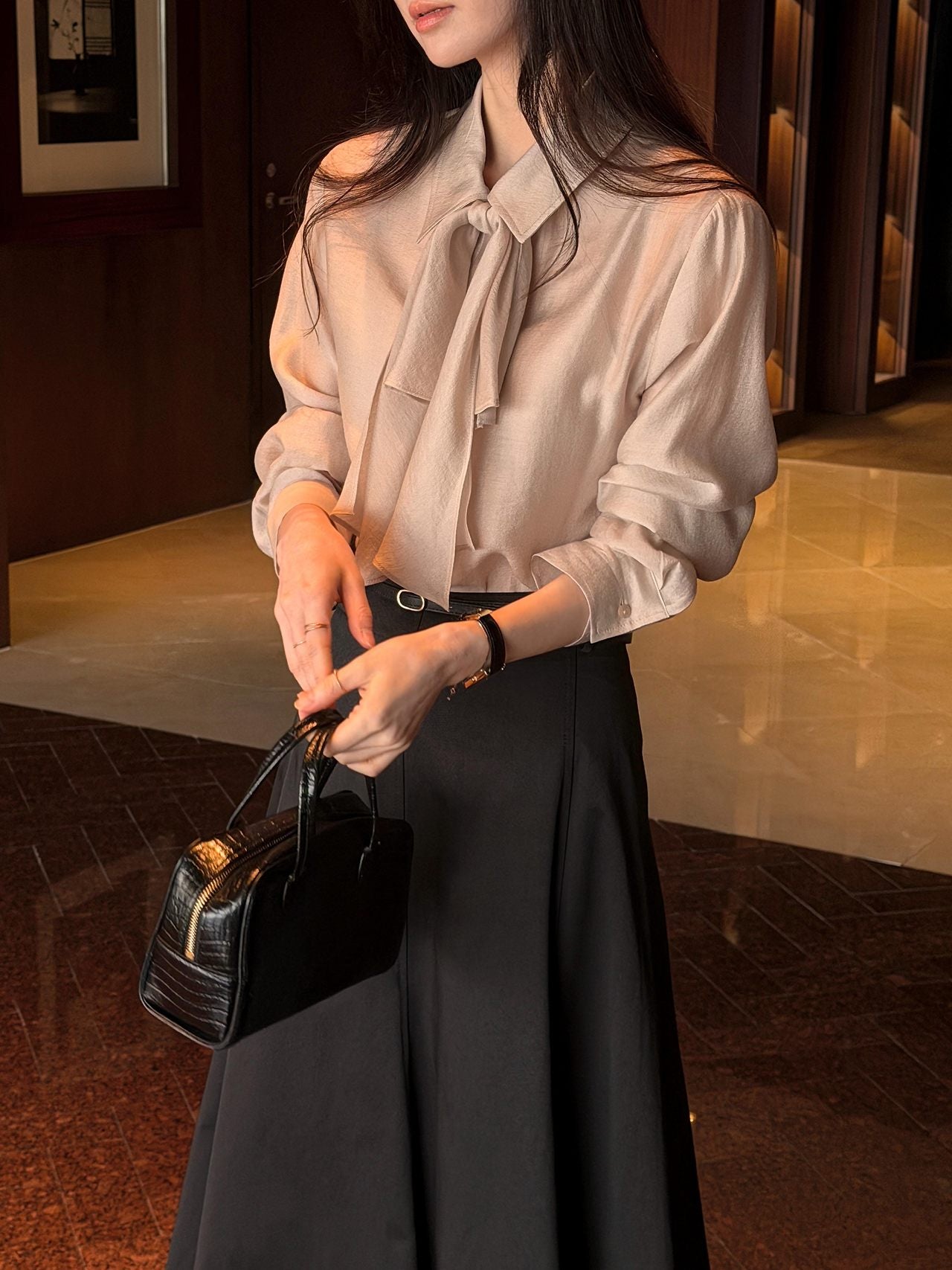 2-Way Hidden-Placket Tencel Blouse
