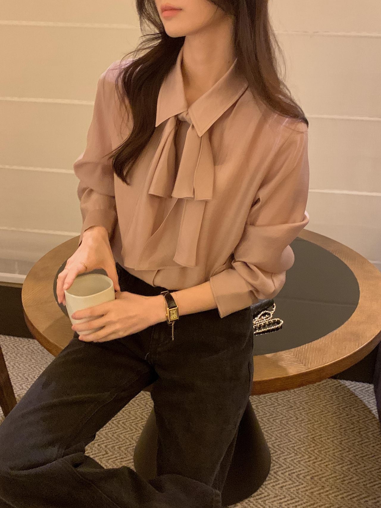 2-Way Hidden-Placket Tencel Blouse