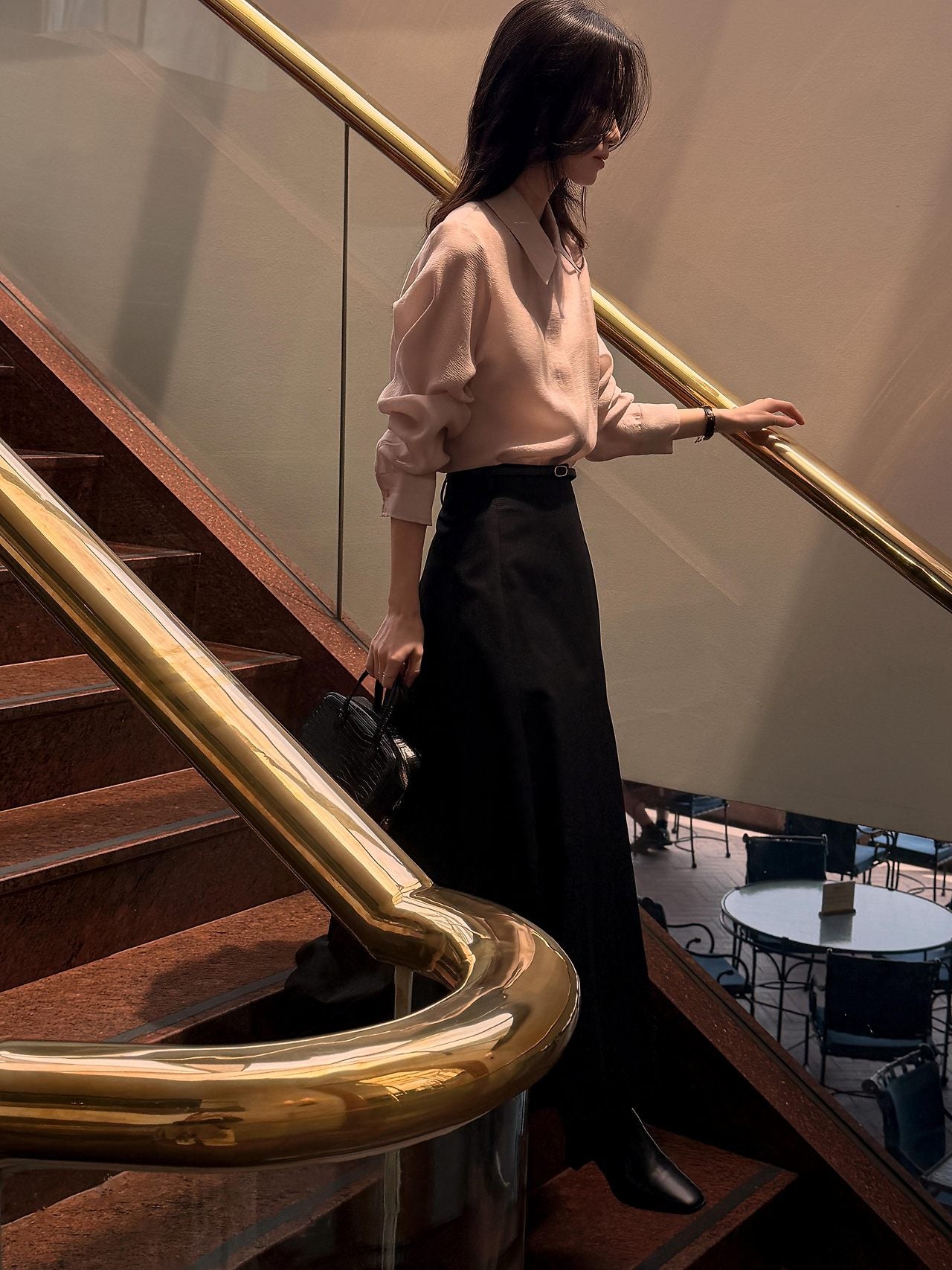 2-Way Hidden-Placket Tencel Blouse