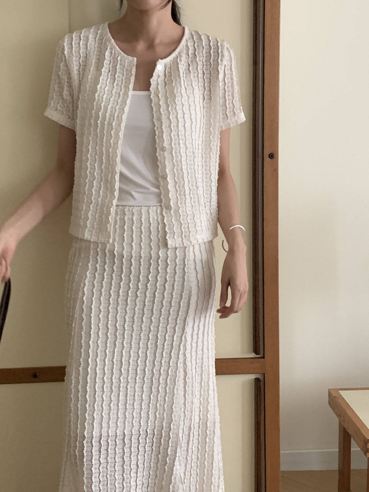 Wave Mermaid Cardigan & Skirt Set