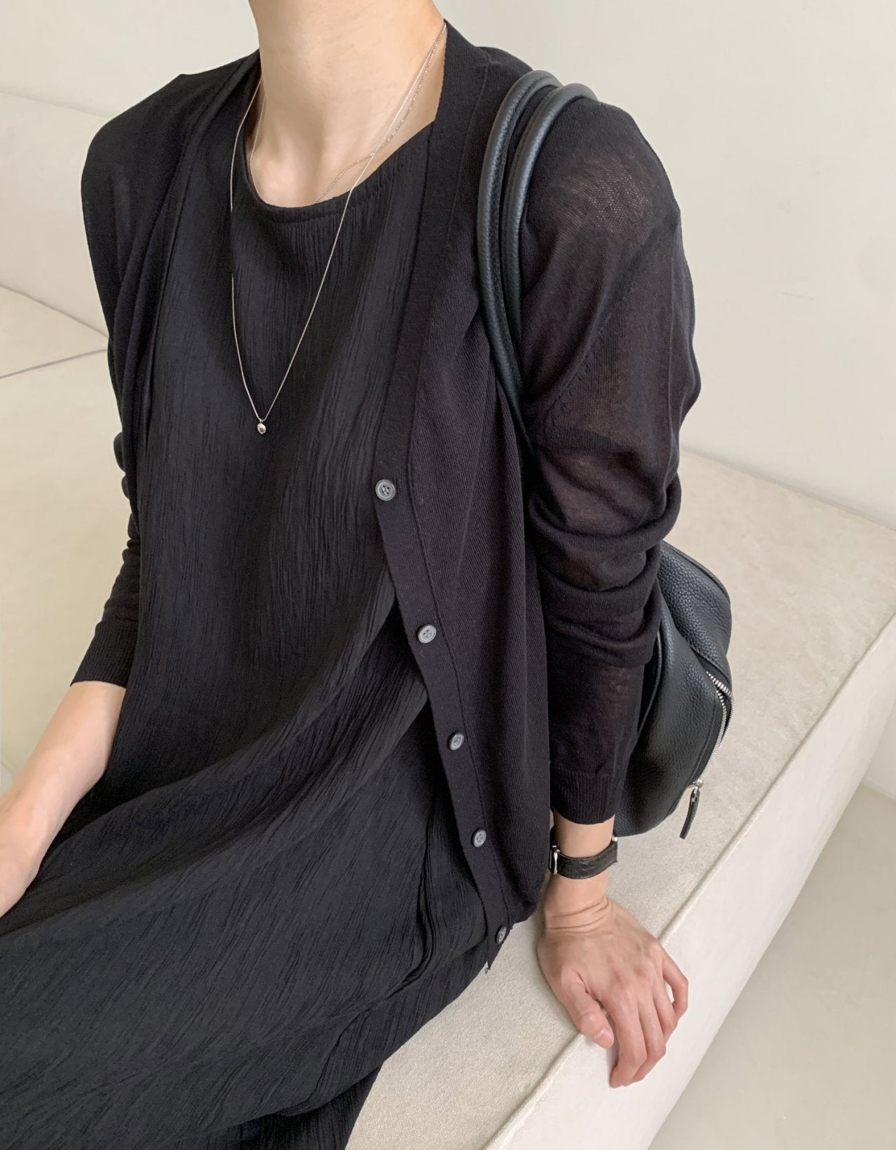 Refined Pleated Dress with Back Detail