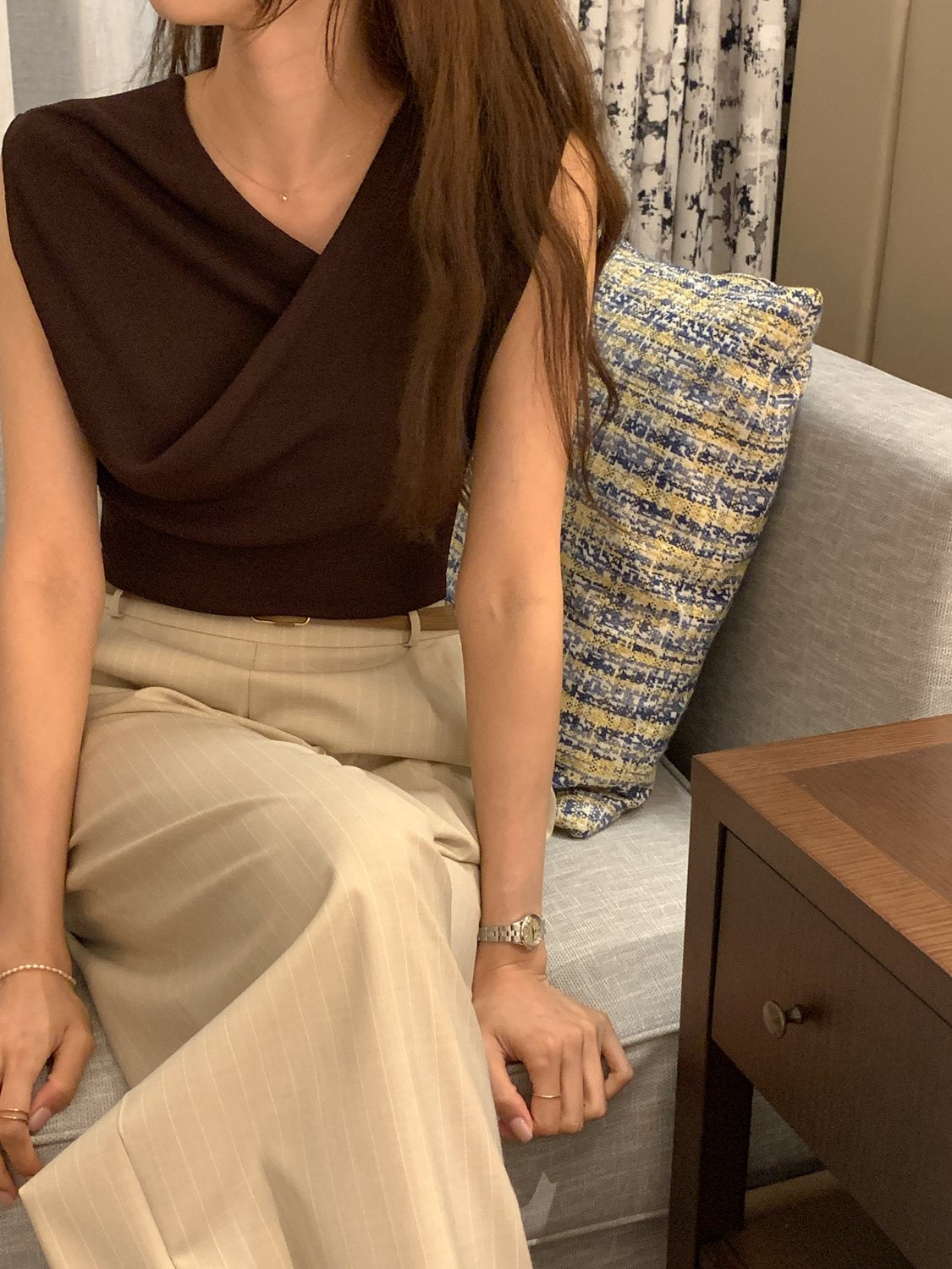 Two-Way Shirred Knit Top