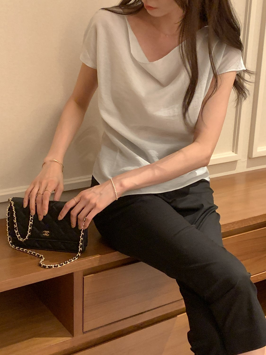 Drape Slim Blouse