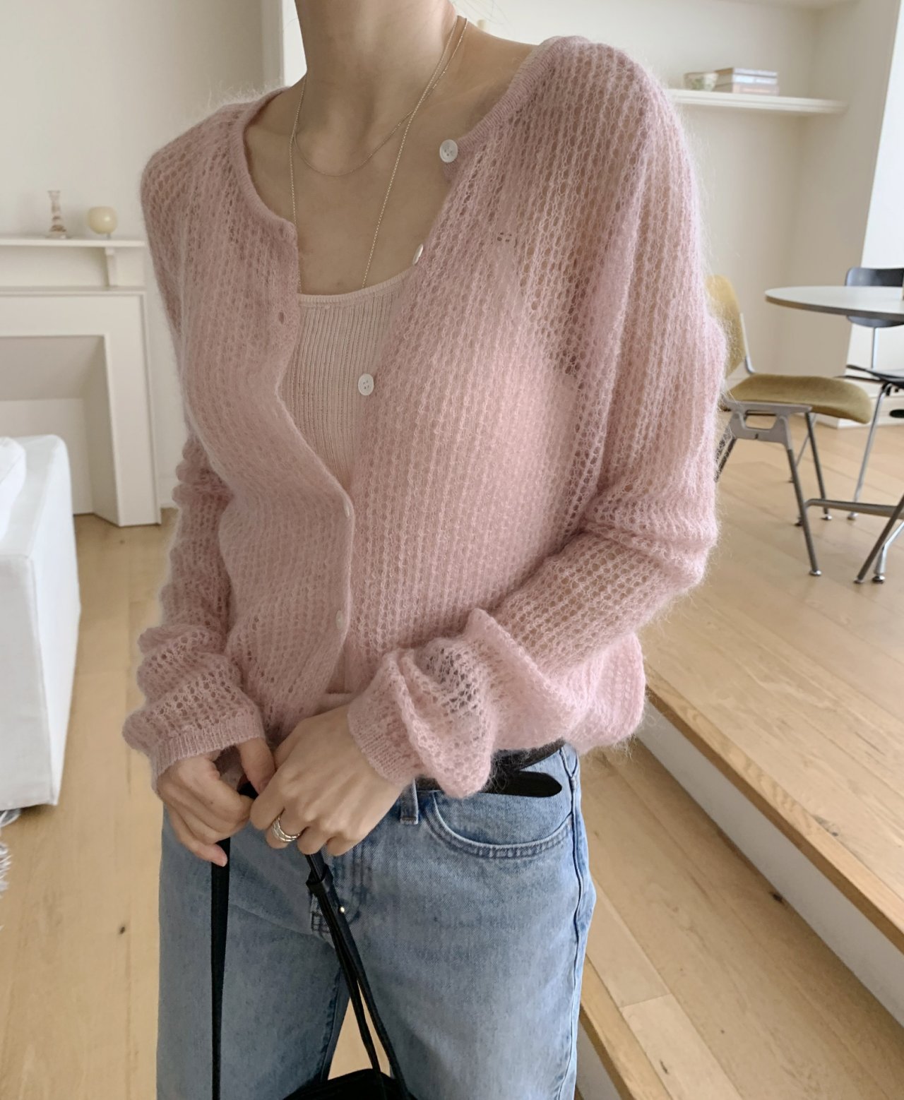 Cotton Candy Mohair Blend Knit Cardigan