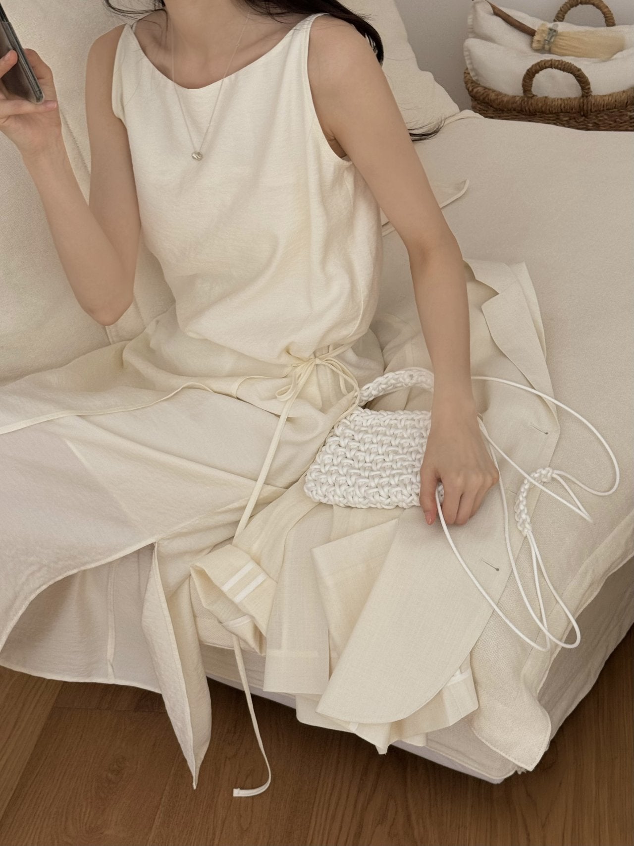 Elegant Boat Neck Wrap Sleeveless Dress