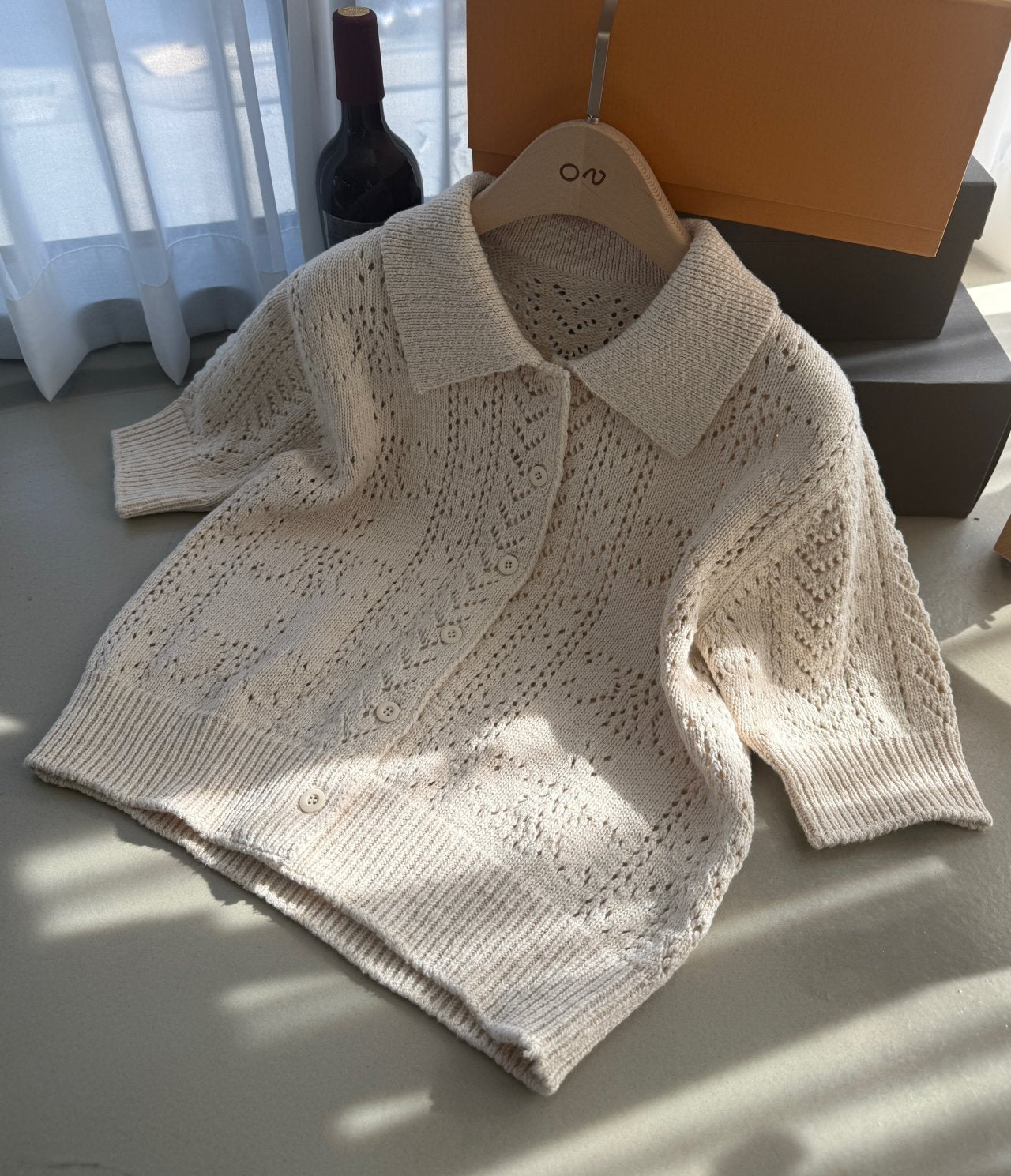 Classic Crochet Cardigan - Cream Oat